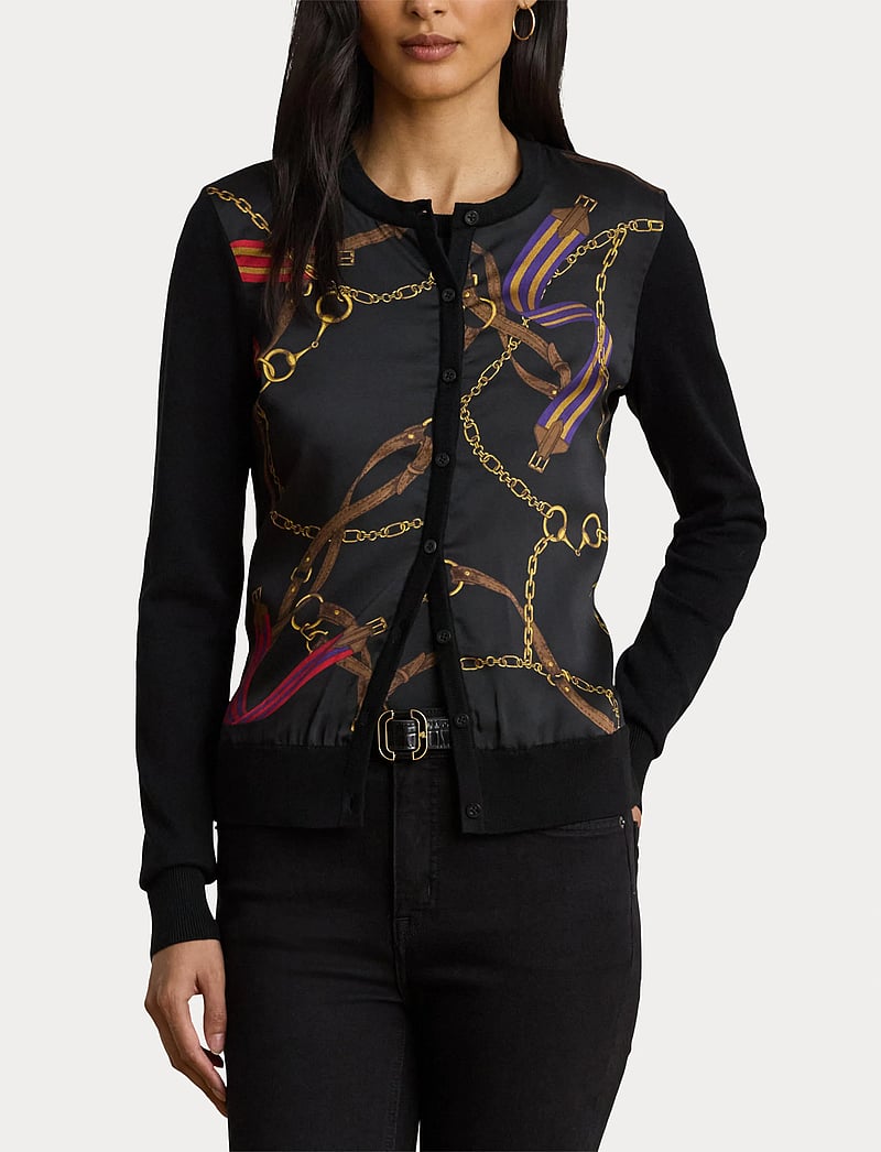 Lauren Ralph Lauren - Belting-Print Cotton-Blend Cardigan - cardigans - black multi - 5
