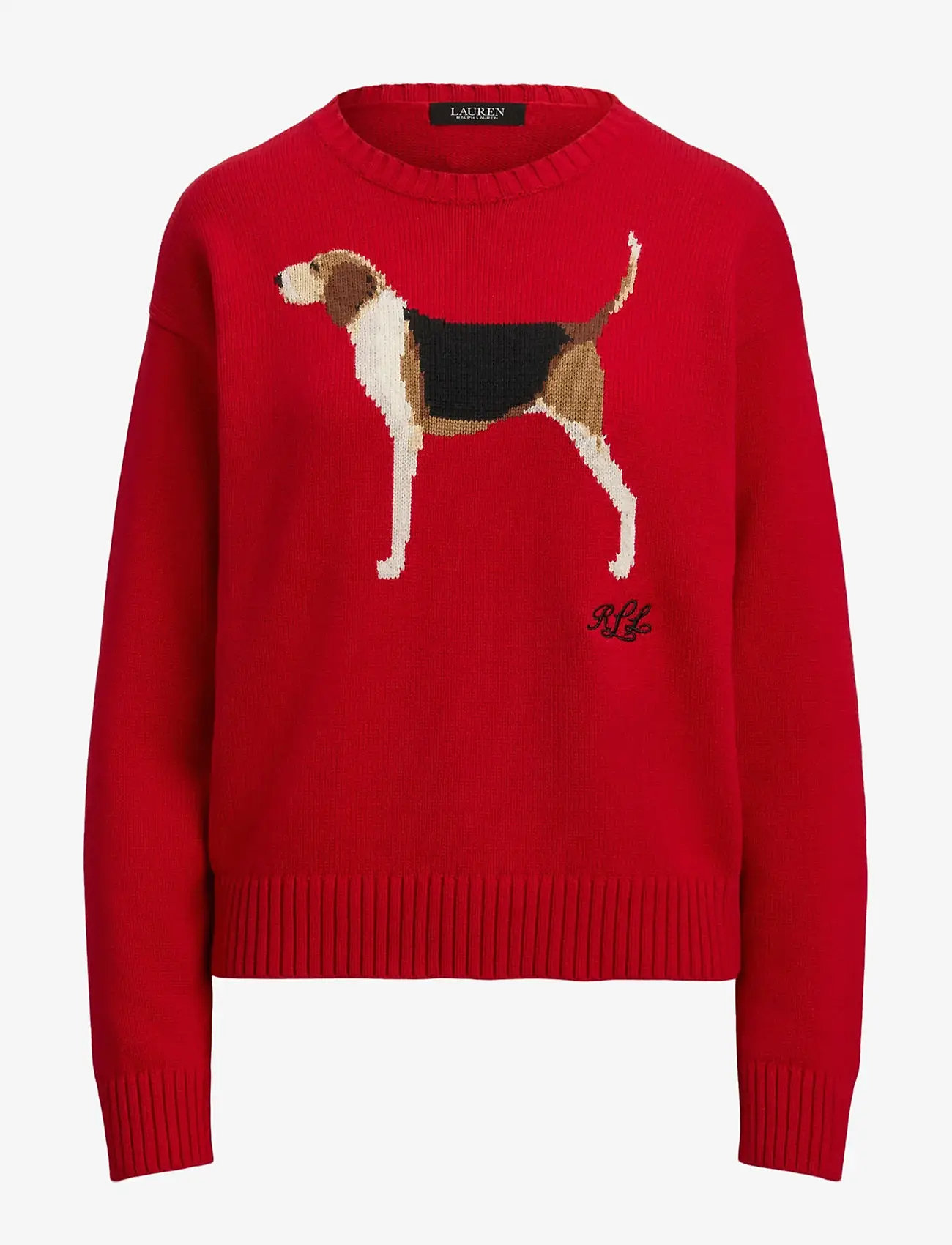 Lauren Ralph Lauren - Intarsia-Knit Foxhound Cotton Sweater - trøjer - ralph red multi - 1