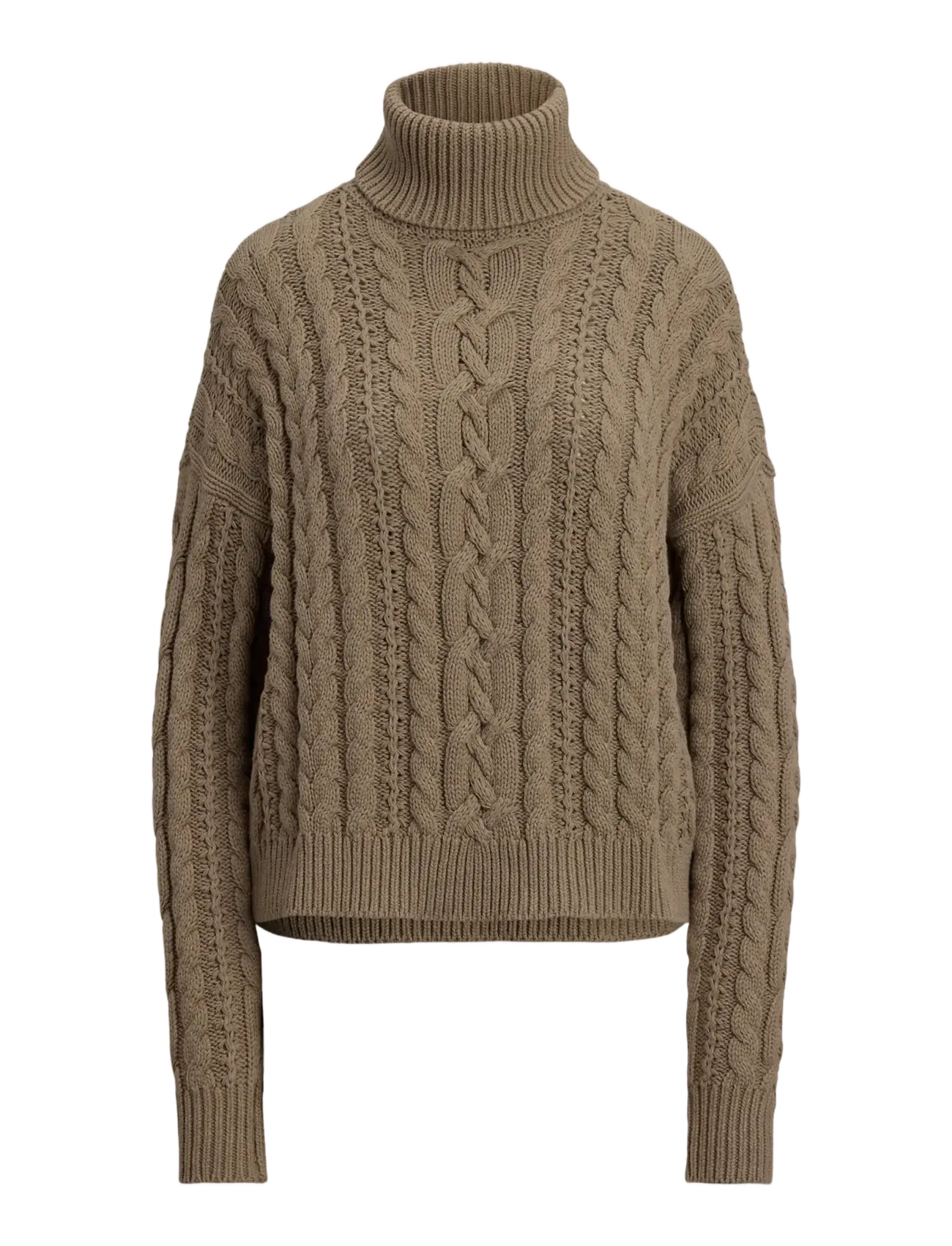 Lauren Ralph Lauren Cable-Knit Turtleneck Sweater - Strik - ADIRONDACK HEATHE / green