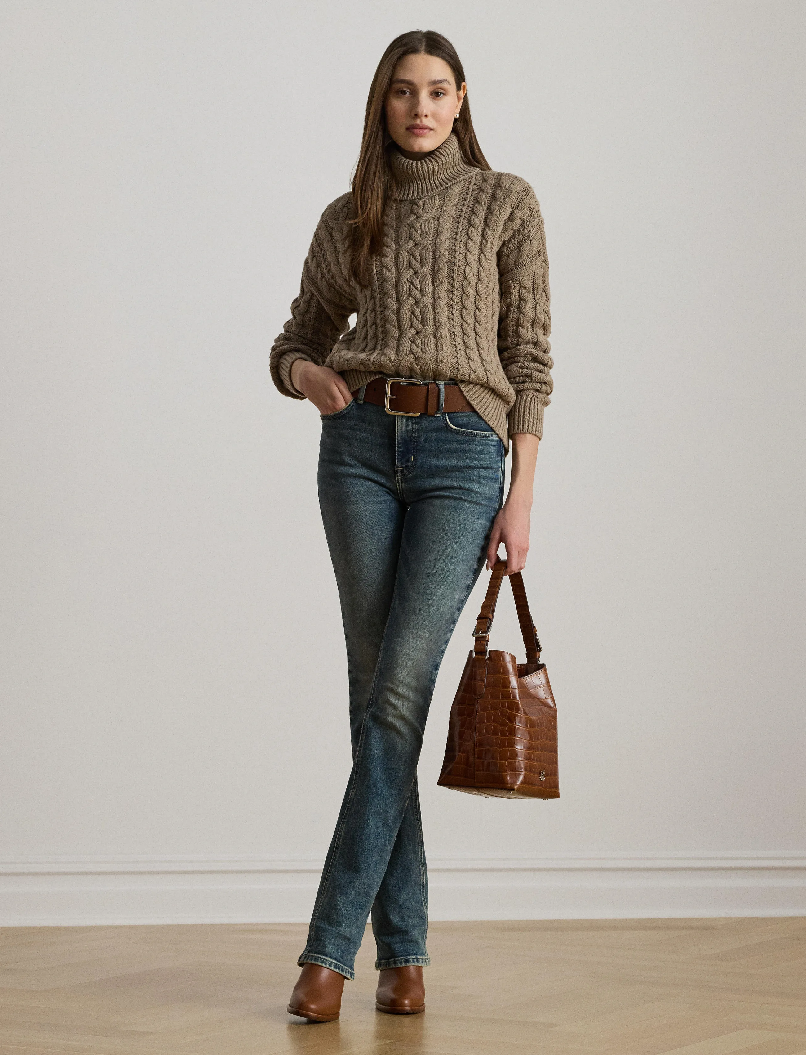Lauren Ralph Lauren Cable-Knit Turtleneck Sweater - Tøj - ADIRONDACK HEATHE / green