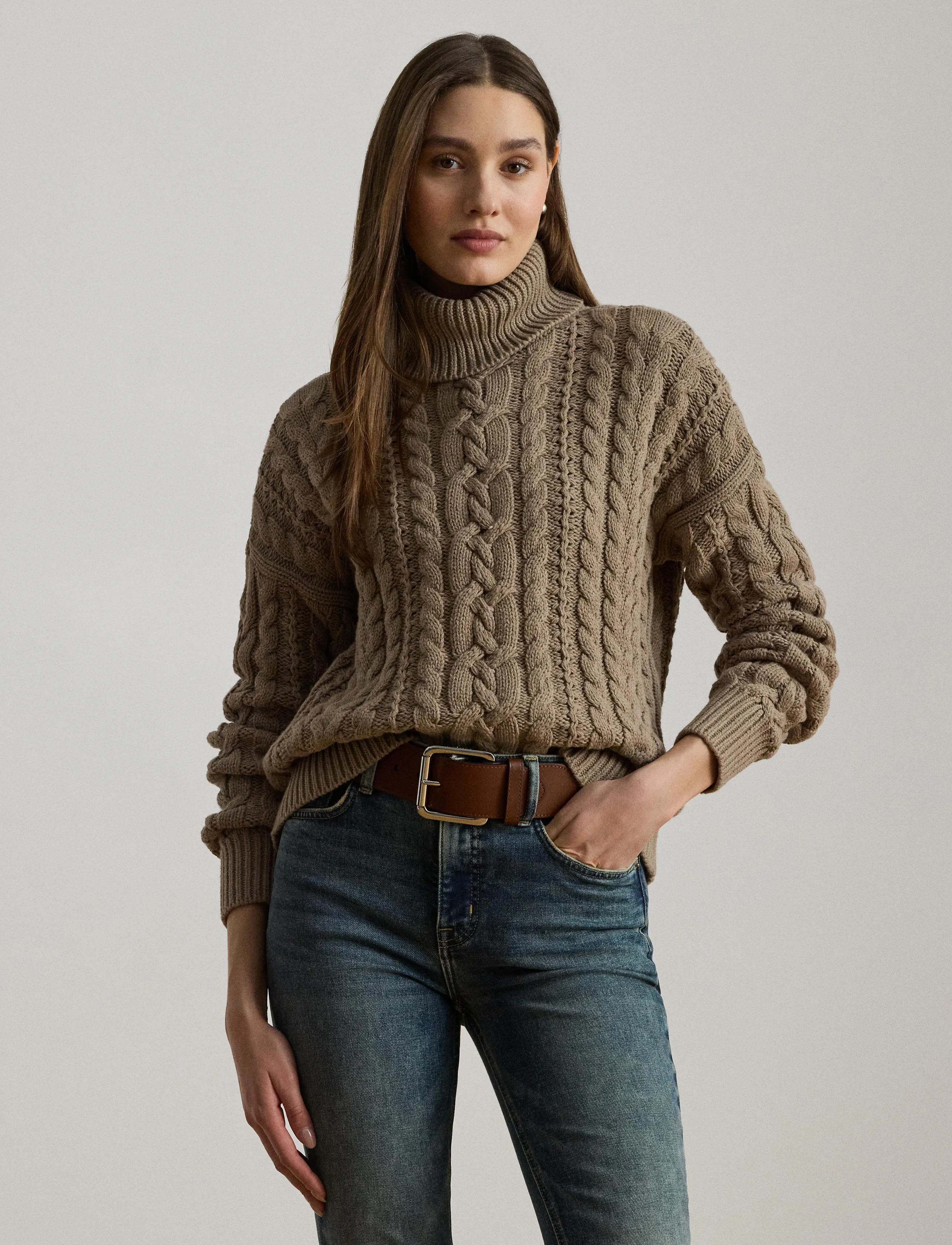 Lauren Ralph Lauren - Cable-Knit Turtleneck Sweater - polotröjor - adirondack heathe - 3
