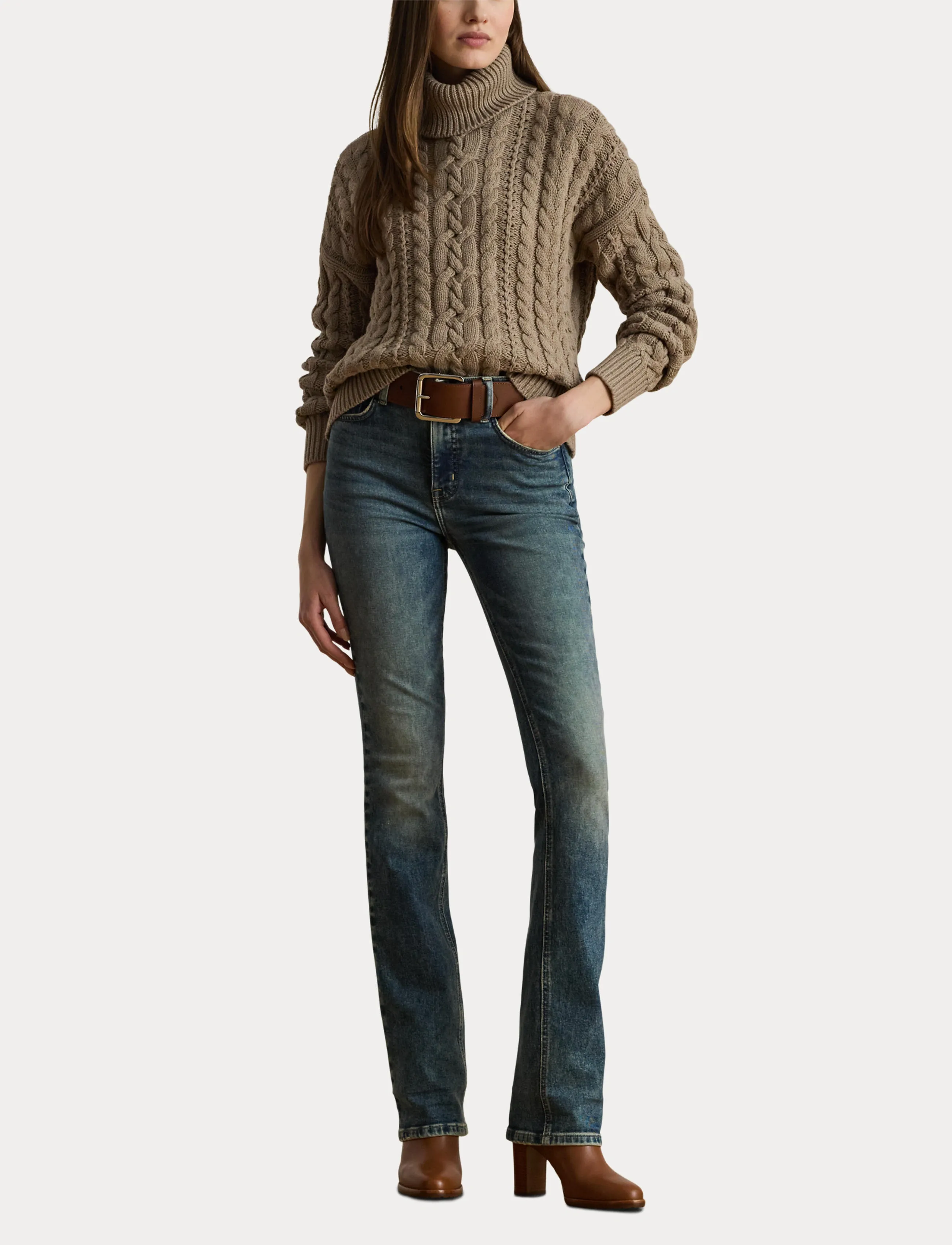 Lauren Ralph Lauren - Cable-Knit Turtleneck Sweater - polotröjor - adirondack heathe - 4