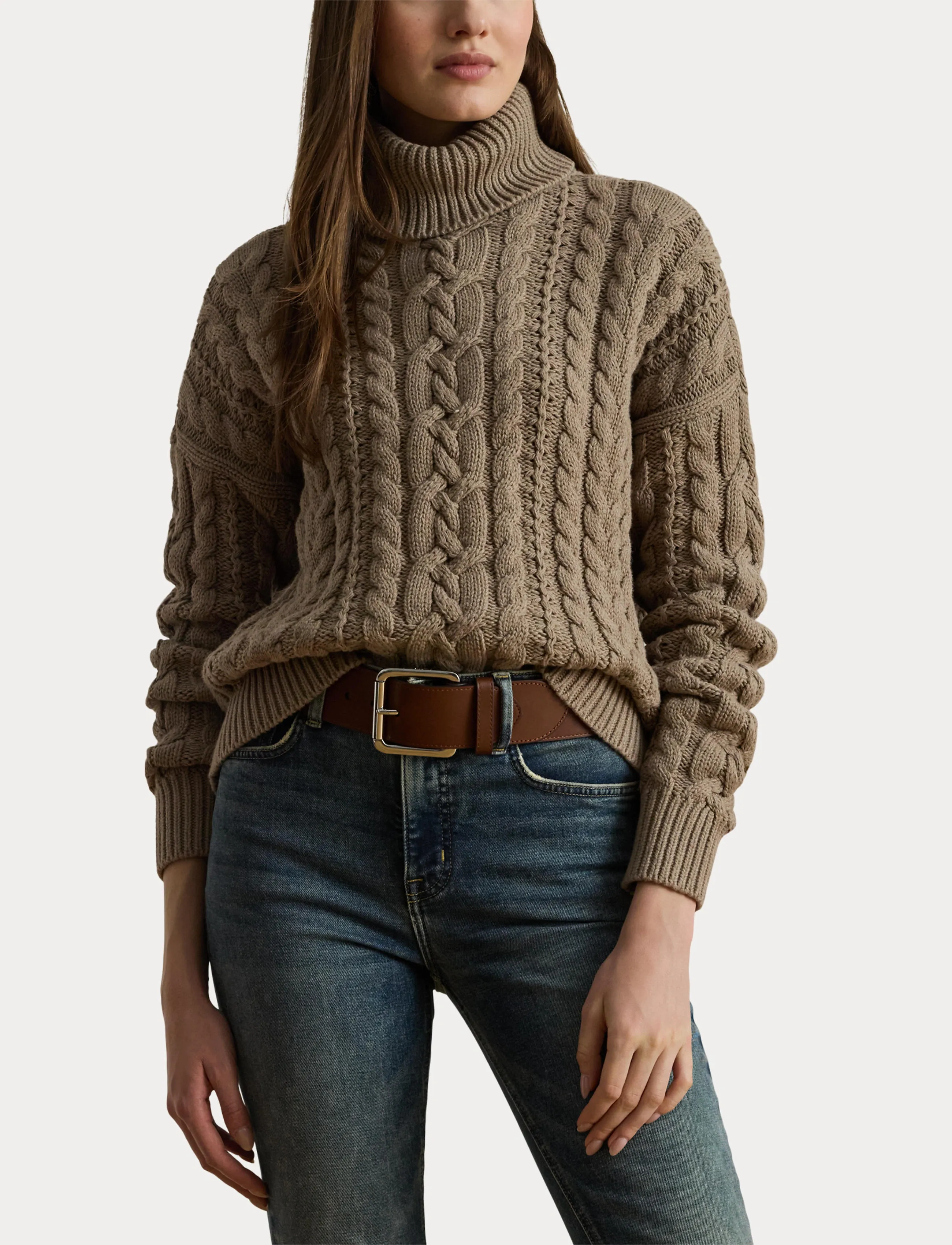 Lauren Ralph Lauren - Cable-Knit Turtleneck Sweater - polotröjor - adirondack heathe - 5