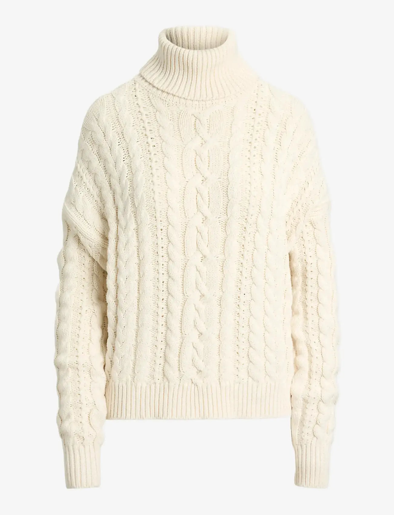 Lauren Ralph Lauren - Cable-Knit Turtleneck Sweater - kõrge kaelusega džemprid - mascarpone cream - 1