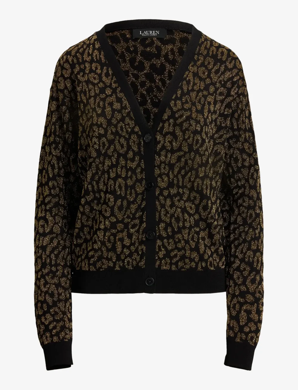 Lauren Ralph Lauren - BR RAYON/METALLIC-LS CARDIGAN - cardigans - black/relic gold - 1
