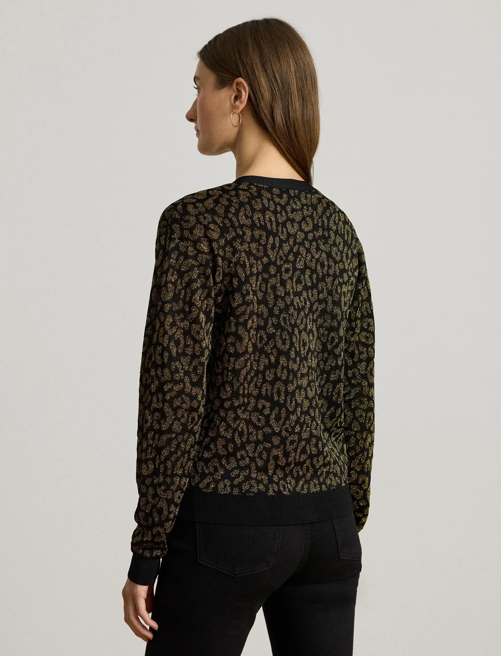 Lauren Ralph Lauren - BR RAYON/METALLIC-LS CARDIGAN - cardigans - black/relic gold - 2