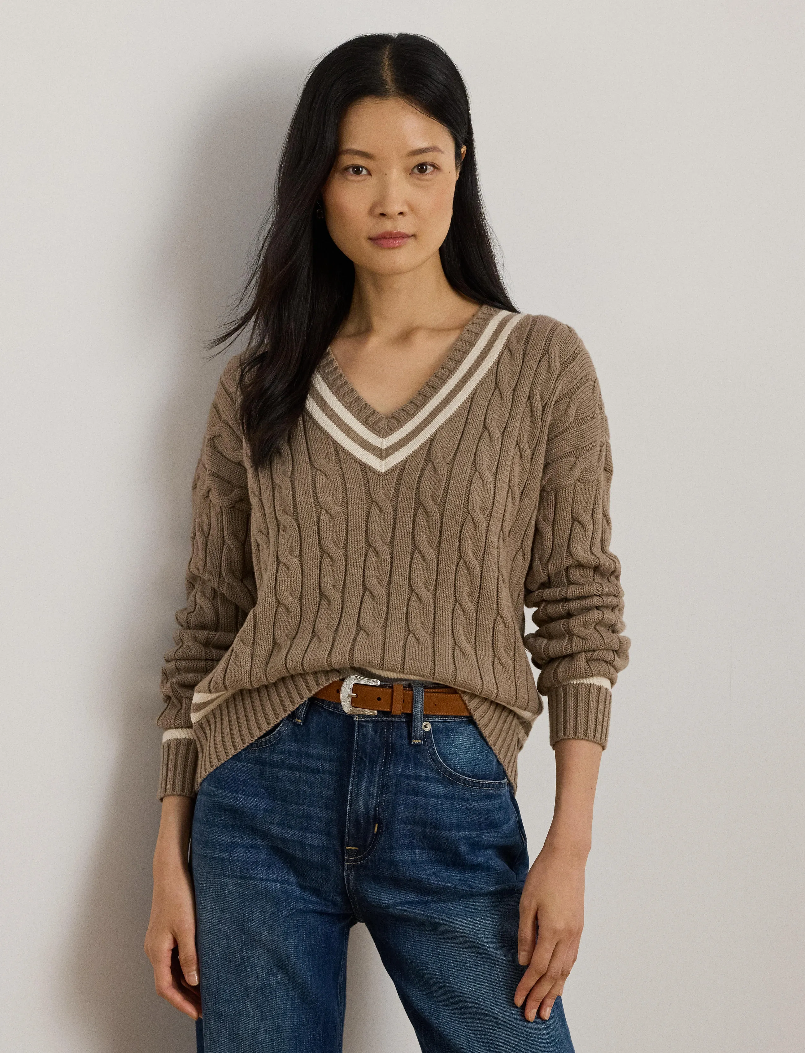 Lauren Ralph Lauren - Cable-Knit Cotton Cricket Sweater - adirondack heathe - 3