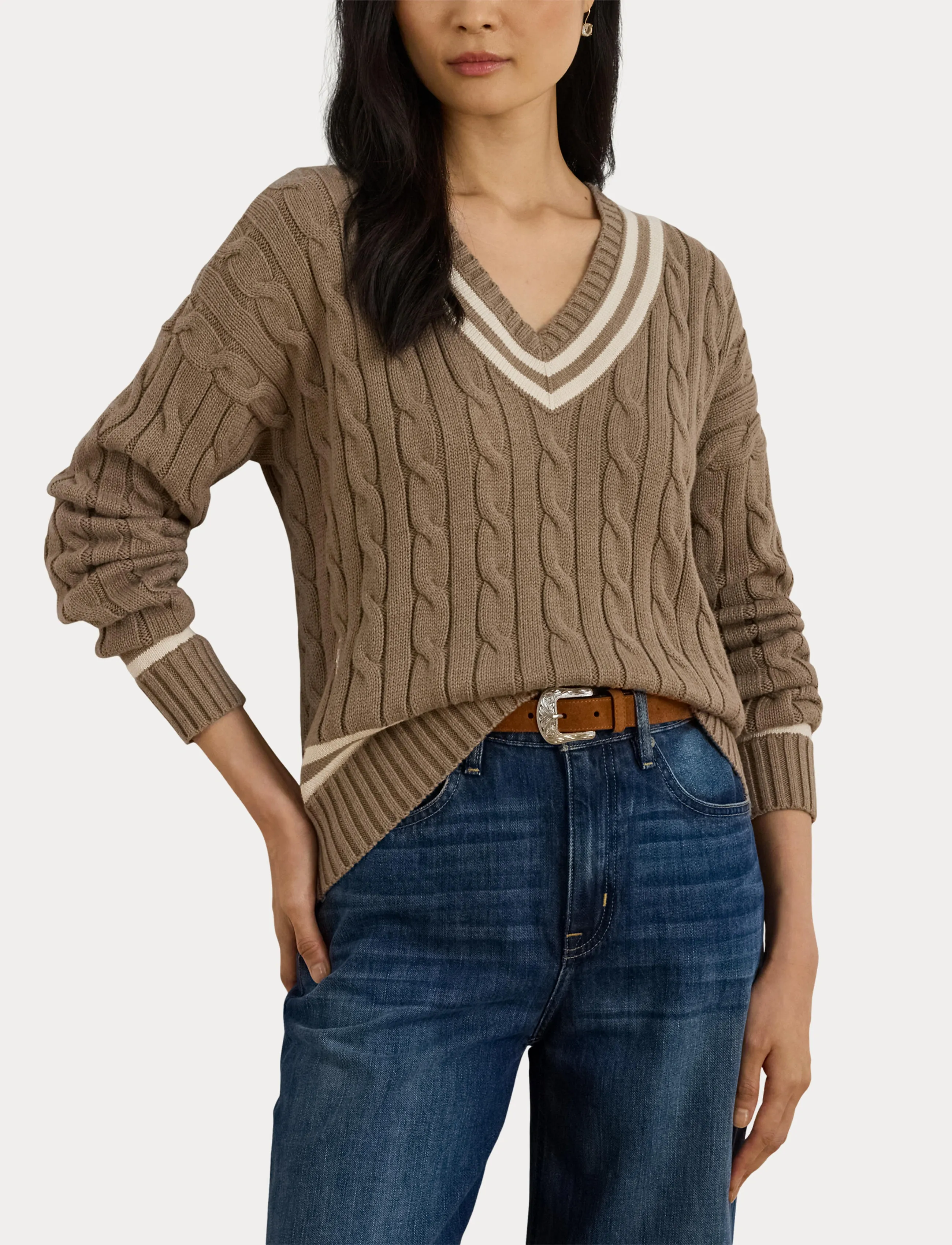 Lauren Ralph Lauren - Cable-Knit Cotton Cricket Sweater - adirondack heathe - 5