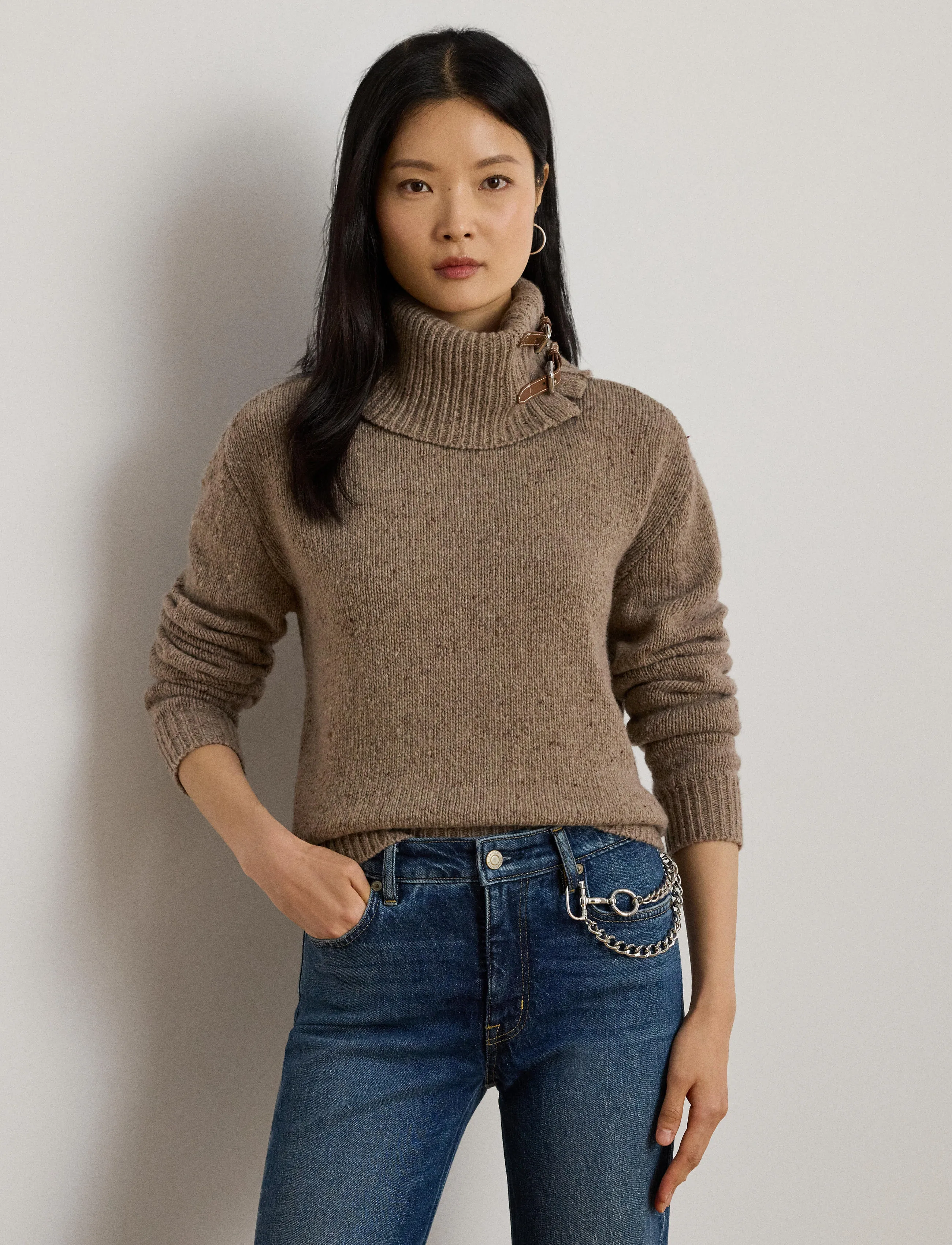 Lauren Ralph Lauren - Buckle-Trim Mélange Turtleneck Sweater - rollkragenpullover - adirondack heathe - 3