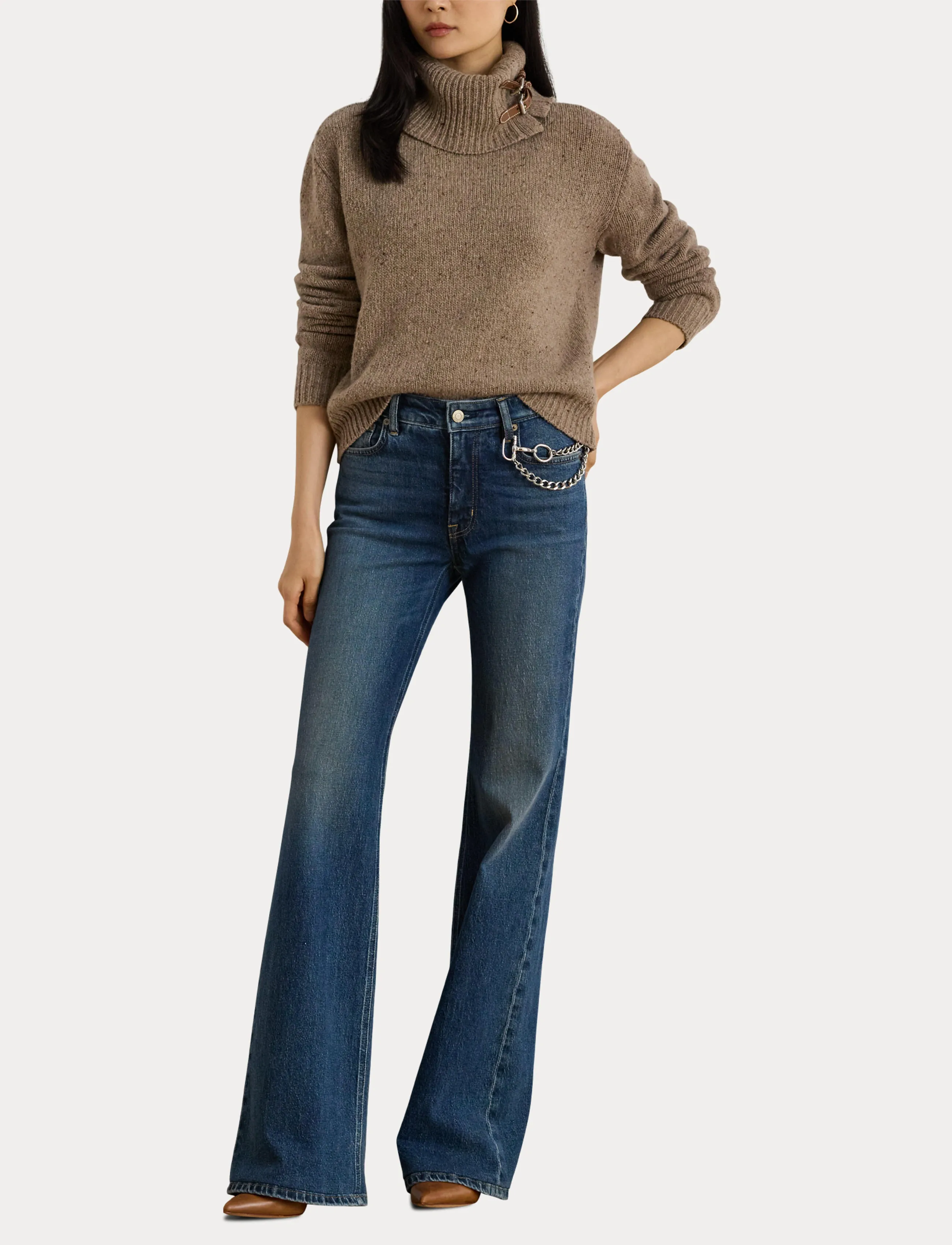 Lauren Ralph Lauren - Buckle-Trim Mélange Turtleneck Sweater - rollkragenpullover - adirondack heathe - 4
