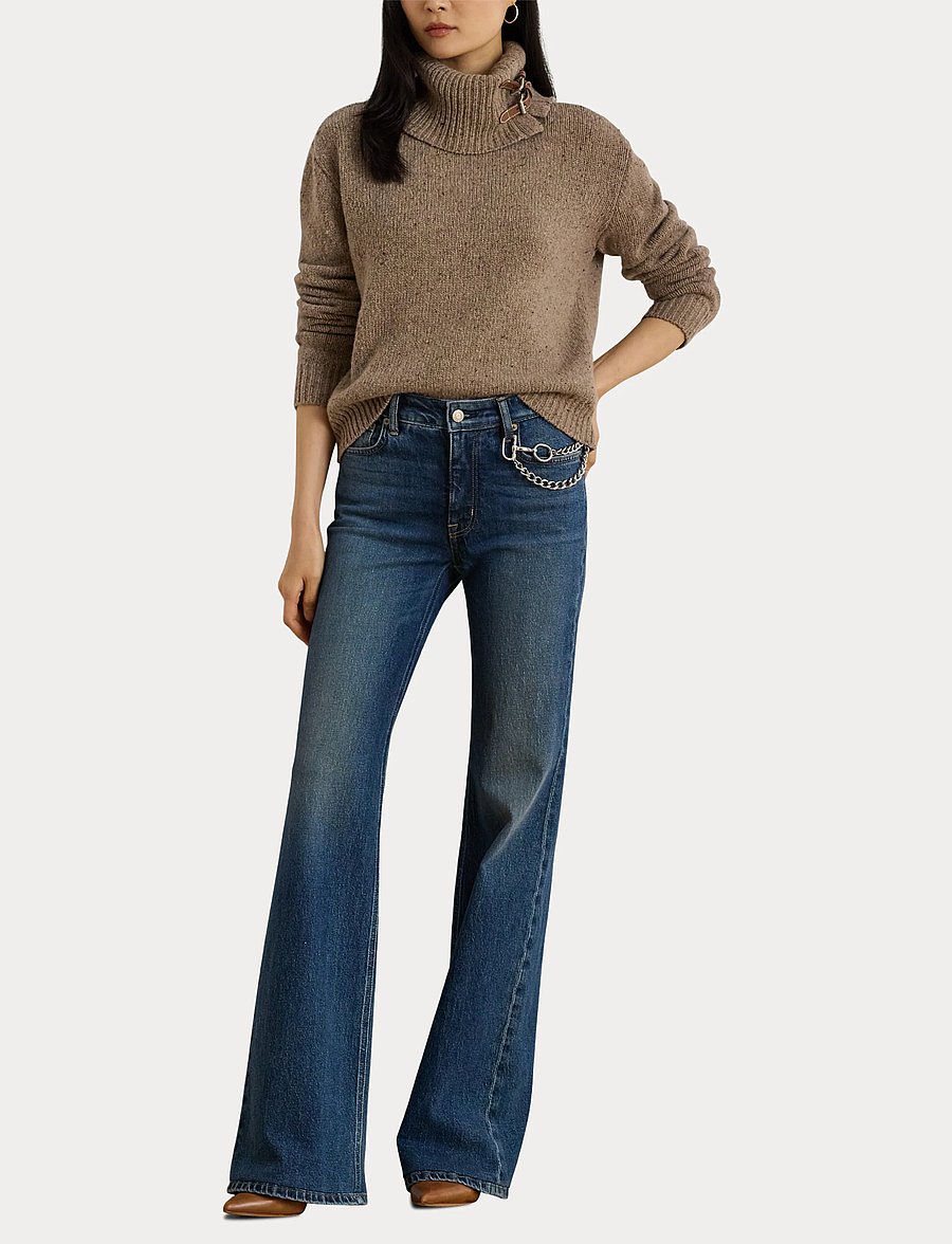 Lauren Ralph Lauren - Buckle-Trim Mélange Turtleneck Sweater - rollkragenpullover - adirondack heathe - 4