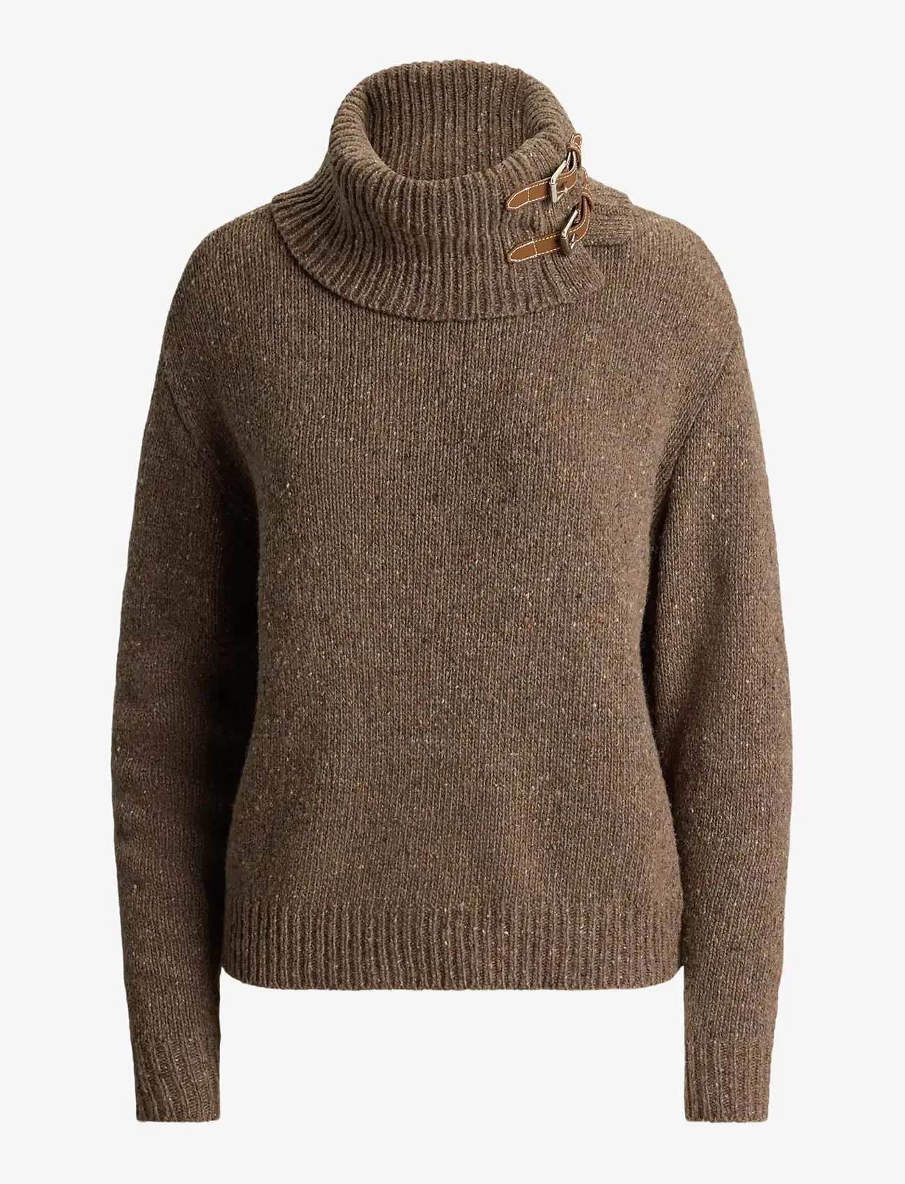 Lauren Ralph Lauren - Buckle-Trim Mélange Turtleneck Sweater - rullekraver - taupe brown heath - 1