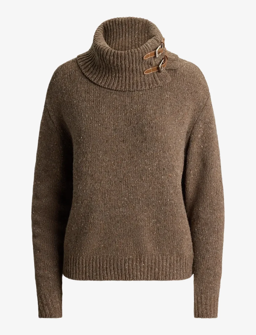 Lauren Ralph Lauren - Buckle-Trim Mélange Turtleneck Sweater - rollkragenpullover - taupe brown heath - 1