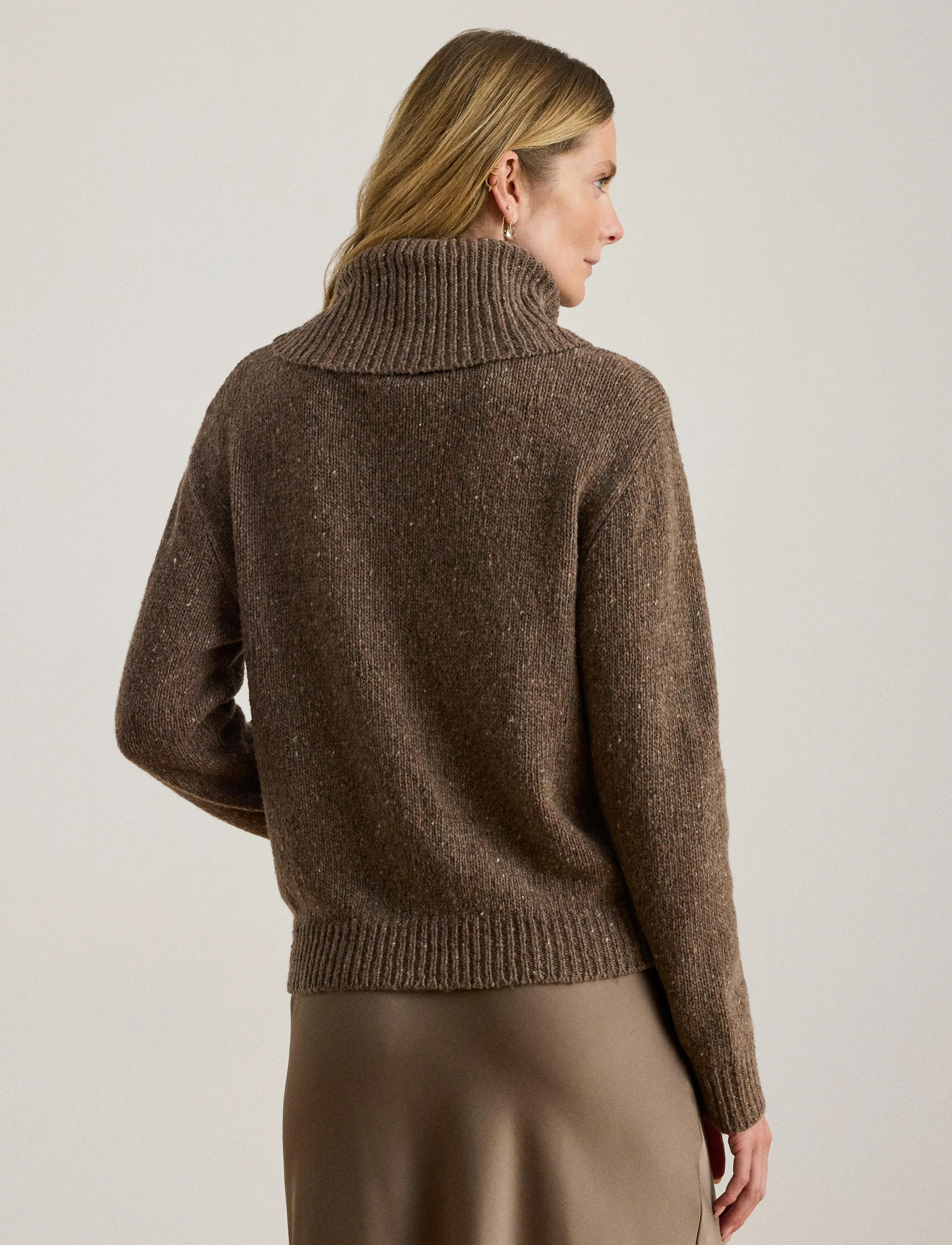 Lauren Ralph Lauren - Buckle-Trim Mélange Turtleneck Sweater - polotröjor - taupe brown heath - 2