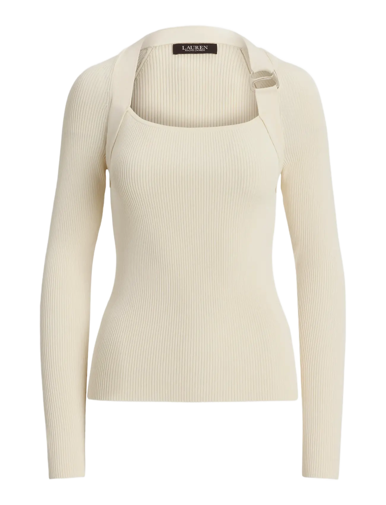 Lauren Ralph Lauren Buckle-Trim Rib-Knit Sweater - Pullover - MASCARPONE CREAM / cream