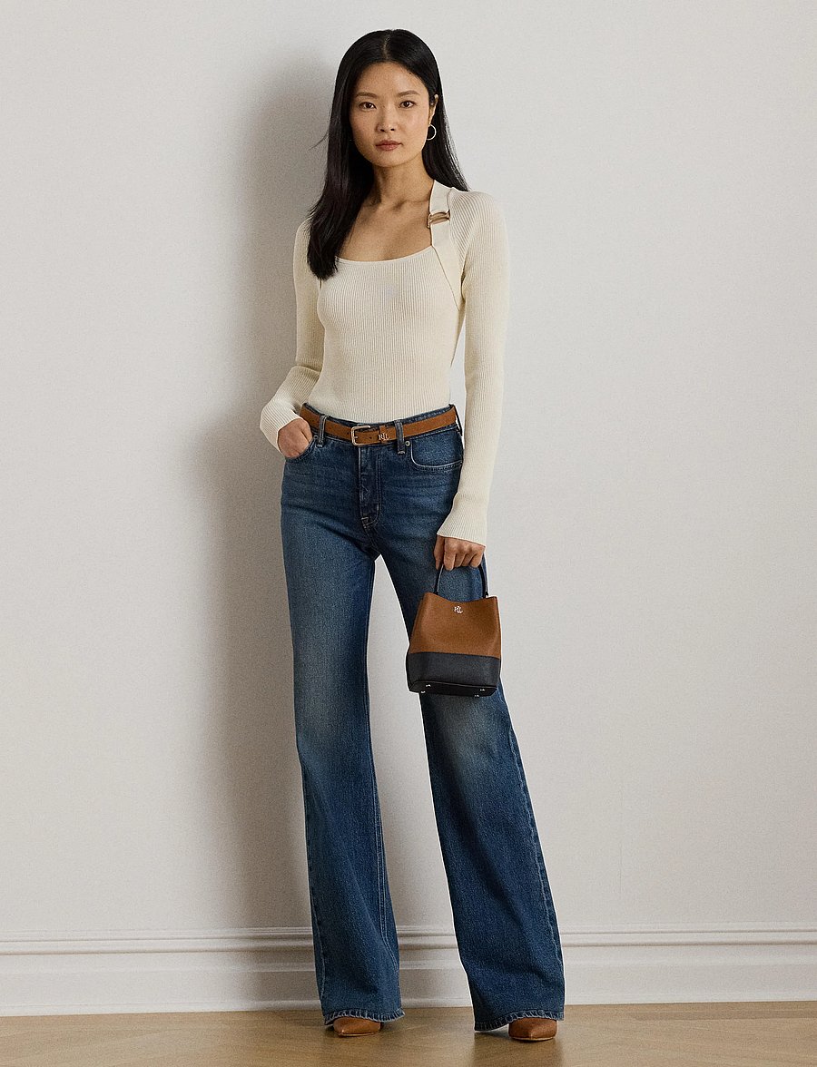 Lauren Ralph Lauren - Buckle-Trim Rib-Knit Sweater - jumpers - mascarpone cream - 0
