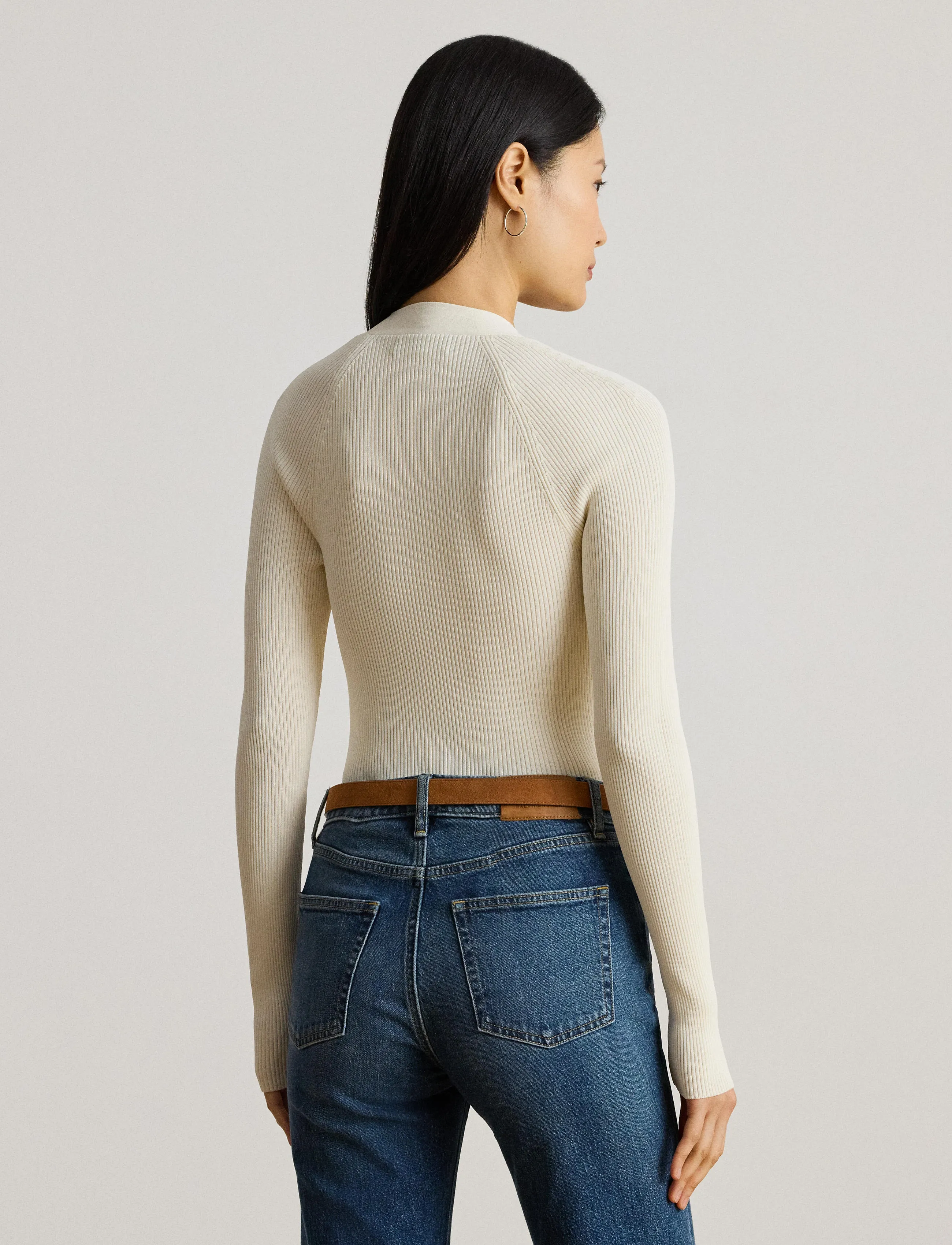 Lauren Ralph Lauren - Buckle-Trim Rib-Knit Sweater - megztiniai - mascarpone cream - 2