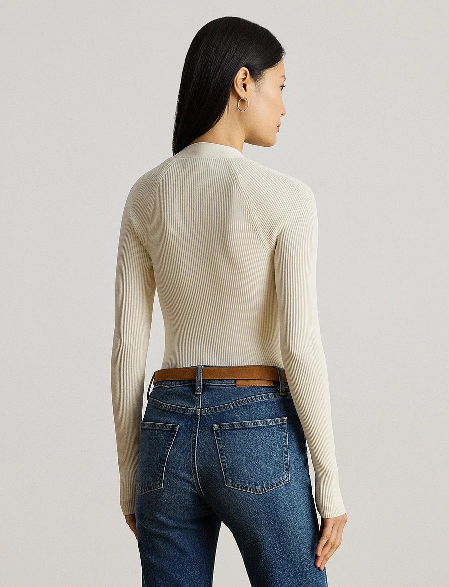 Lauren Ralph Lauren - Buckle-Trim Rib-Knit Sweater - jumpers - mascarpone cream - 2