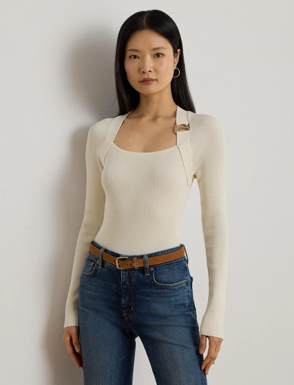 Lauren Ralph Lauren - MATTE RAYON/NYLON-LS SWEATER - tops met lange mouwen - mascarpone cream - 3