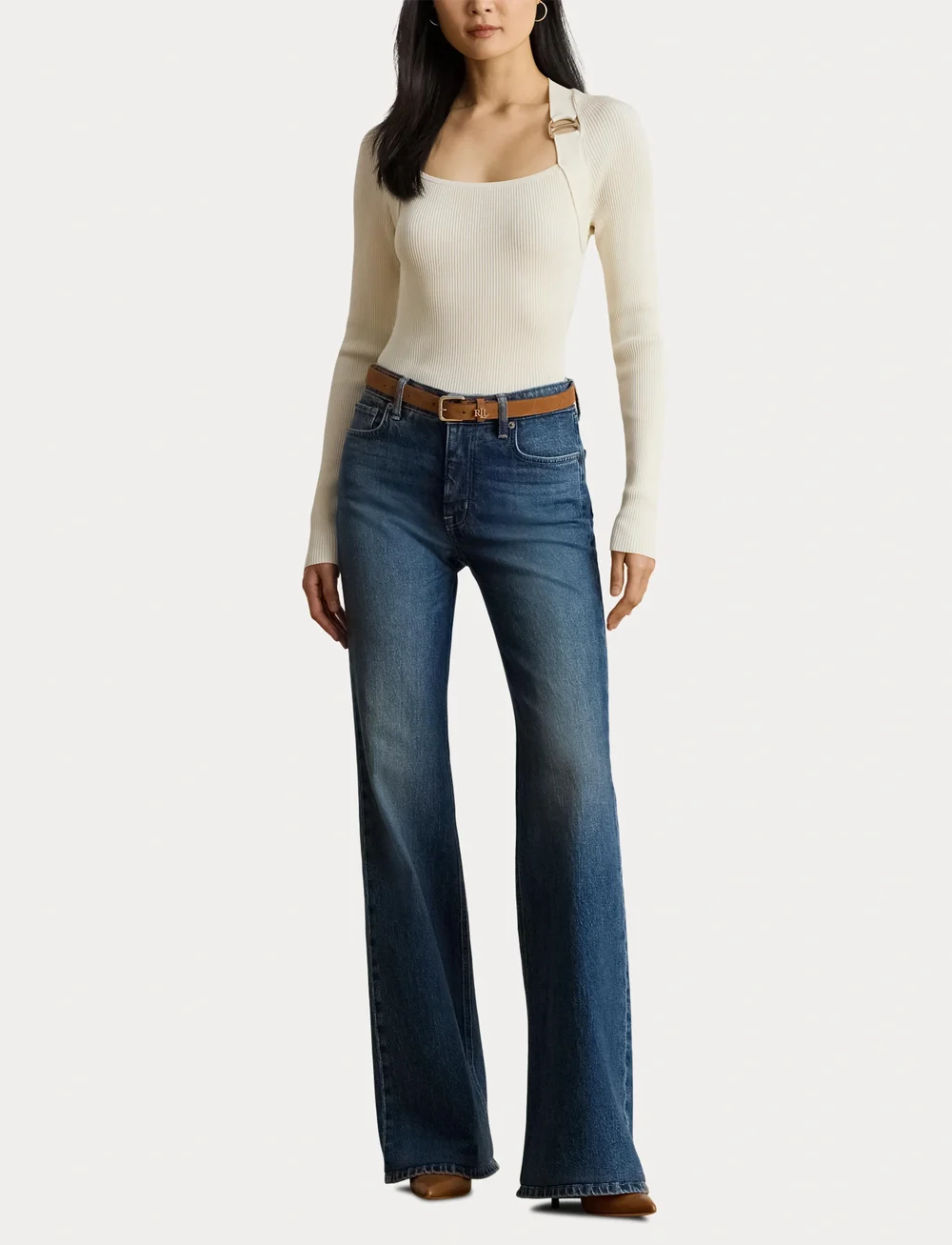 Lauren Ralph Lauren - MATTE RAYON/NYLON-LS SWEATER - tops met lange mouwen - mascarpone cream - 4