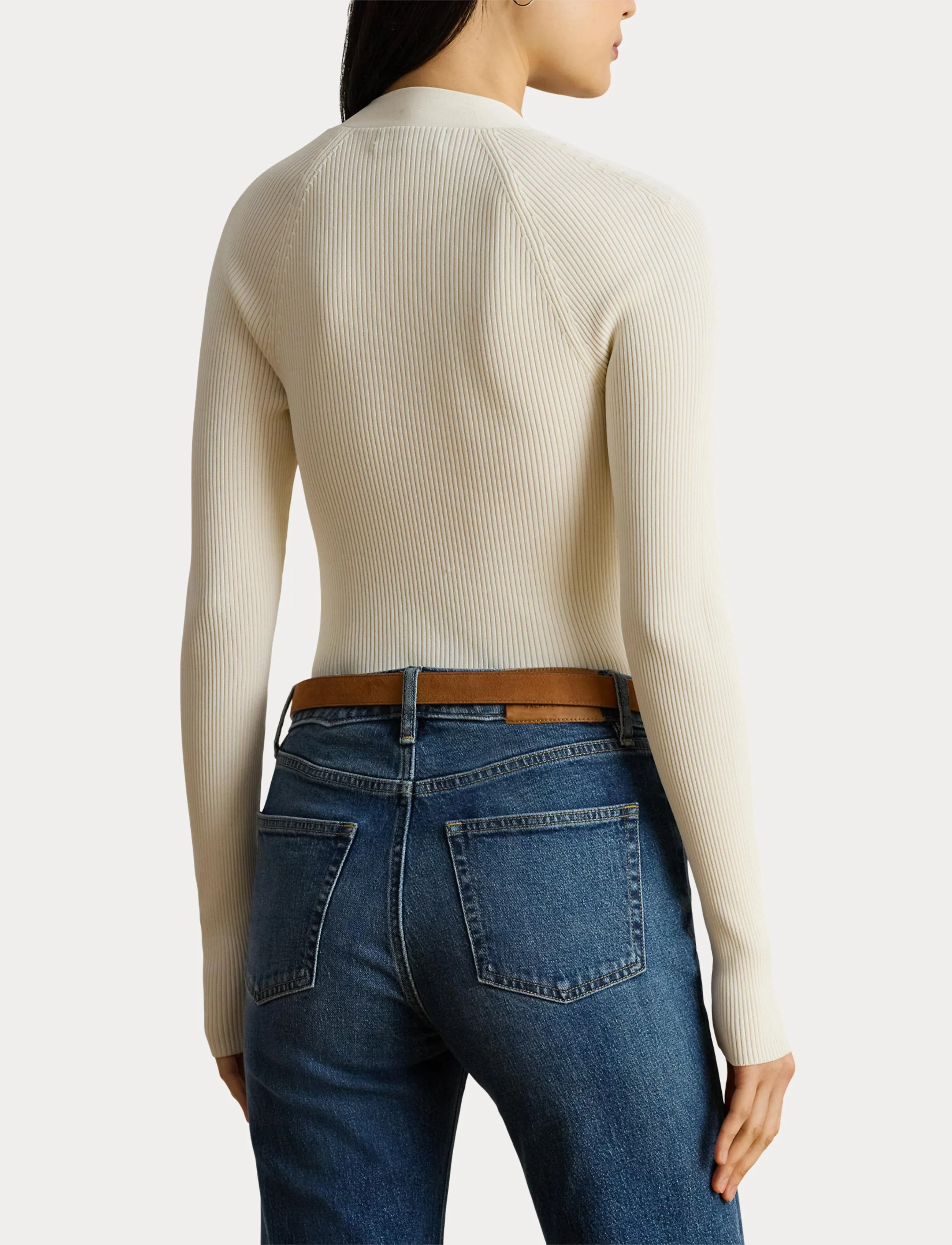 Lauren Ralph Lauren Buckle-Trim Rib-Knit Sweater - Naistele - MASCARPONE CREAM / cream