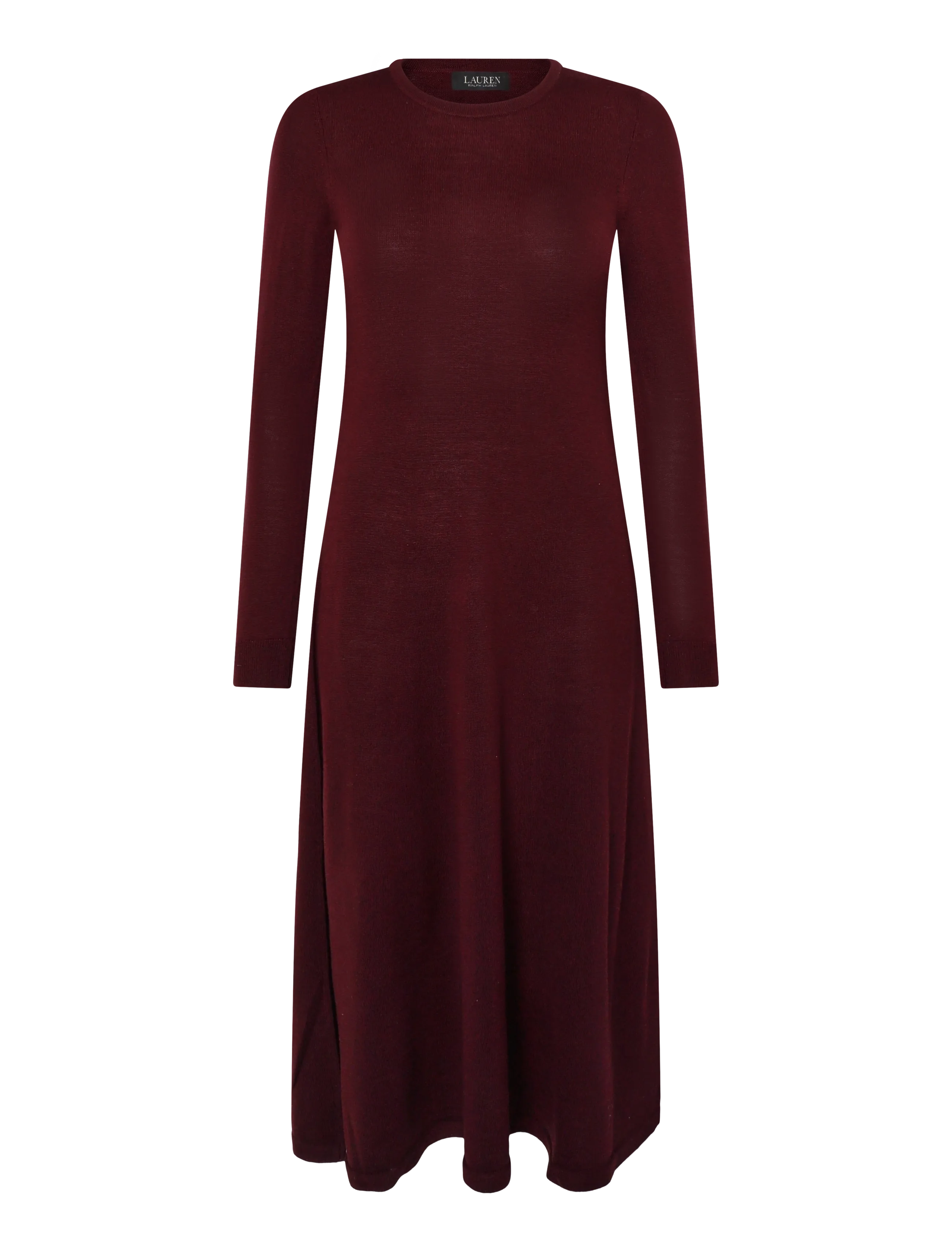 Lauren Ralph Lauren - Wool Crewneck Sweater Dress - midi kjoler - dark garnet - 1