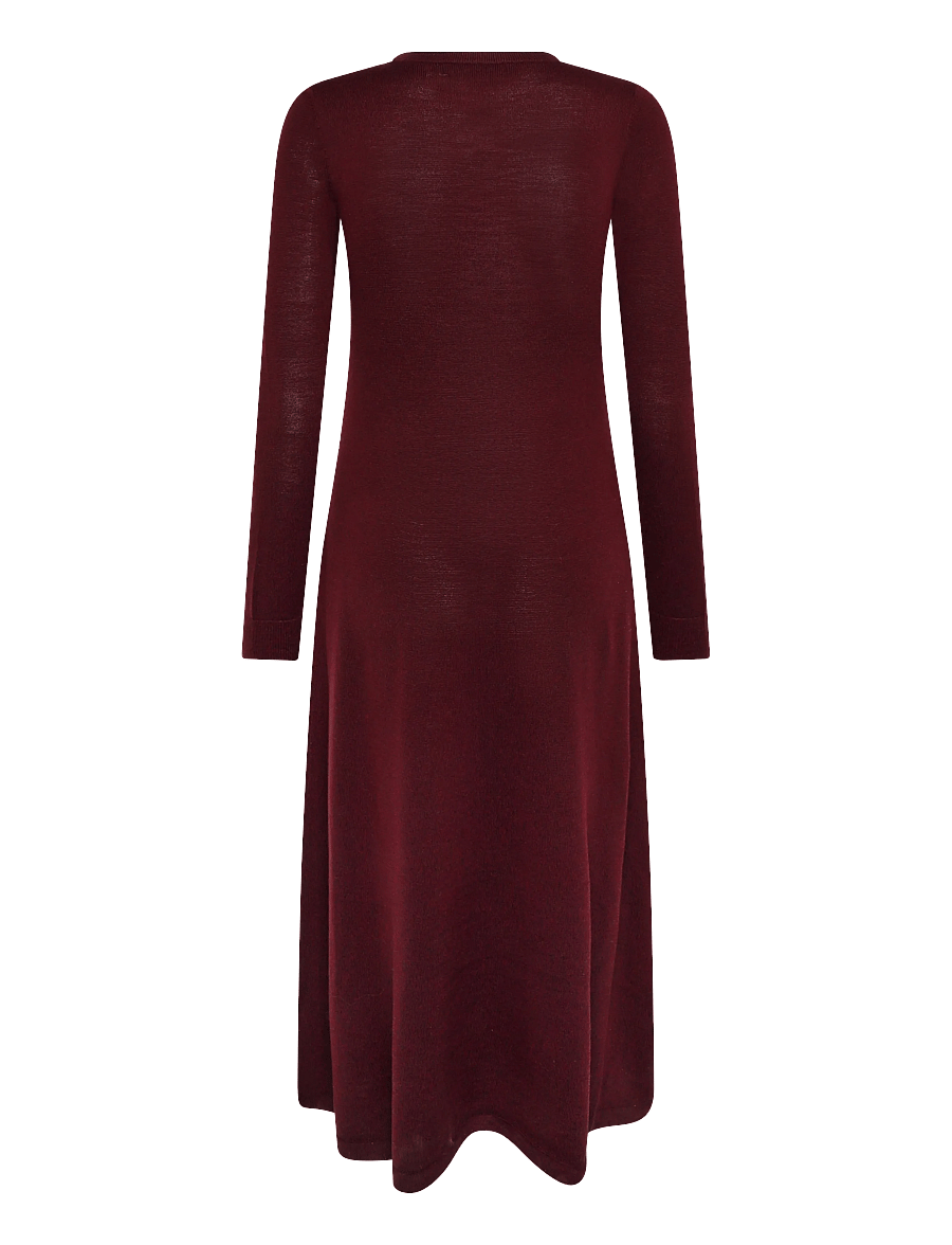 Lauren Ralph Lauren - Wool Crewneck Sweater Dress - midi kjoler - dark garnet - 2
