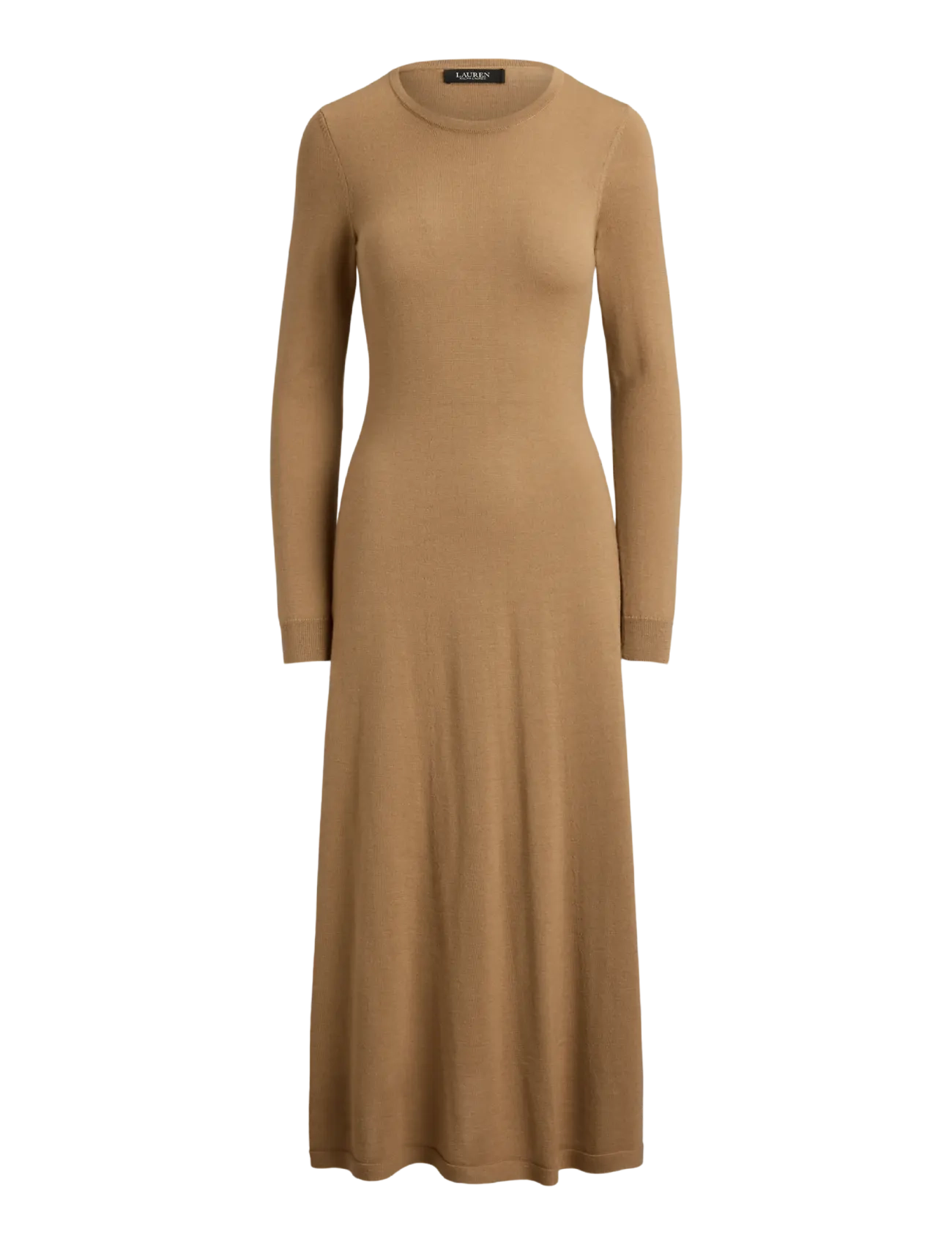 Lauren Ralph Lauren - Wool Crewneck Sweater Dress - midikleidid - lauren camel - 1