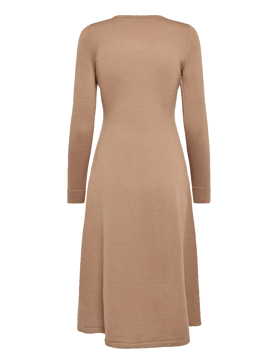 Lauren Ralph Lauren - Wool Crewneck Sweater Dress - midikleider - lauren camel - 3
