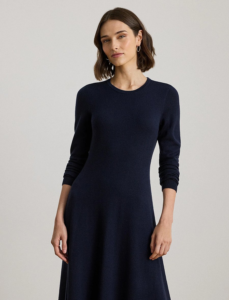 Lauren Ralph Lauren - Wool Crewneck Sweater Dress - lauren navy - 0