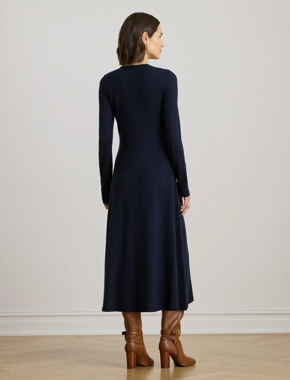 Lauren Ralph Lauren - Wool Crewneck Sweater Dress - knitted dresses - lauren navy - 2