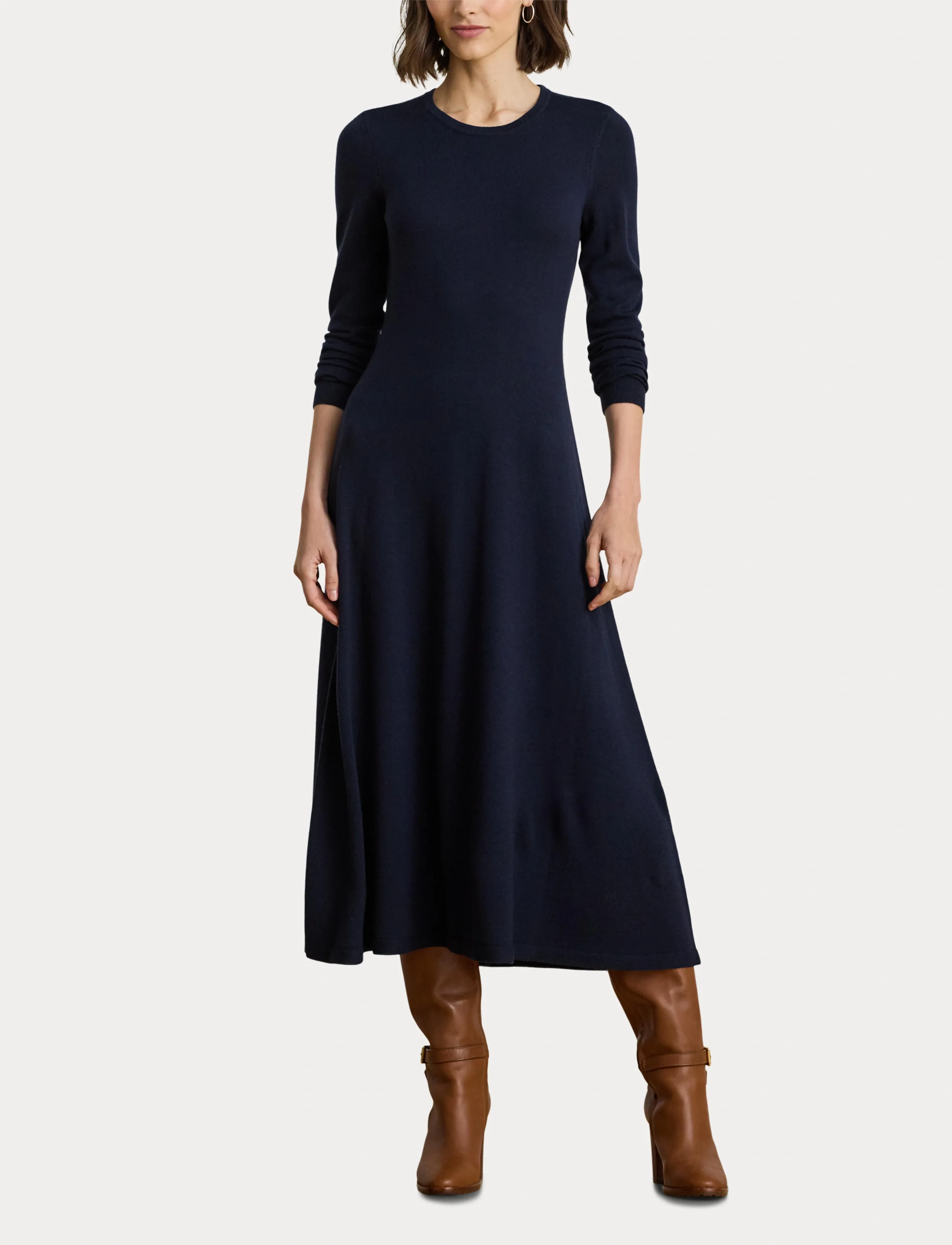 Lauren Ralph Lauren - Wool Crewneck Sweater Dress - lauren navy - 4