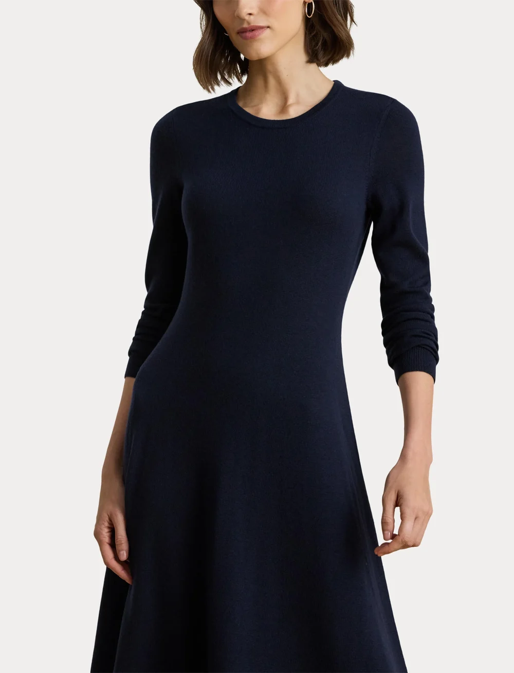 Lauren Ralph Lauren - Wool Crewneck Sweater Dress - knitted dresses - lauren navy - 5