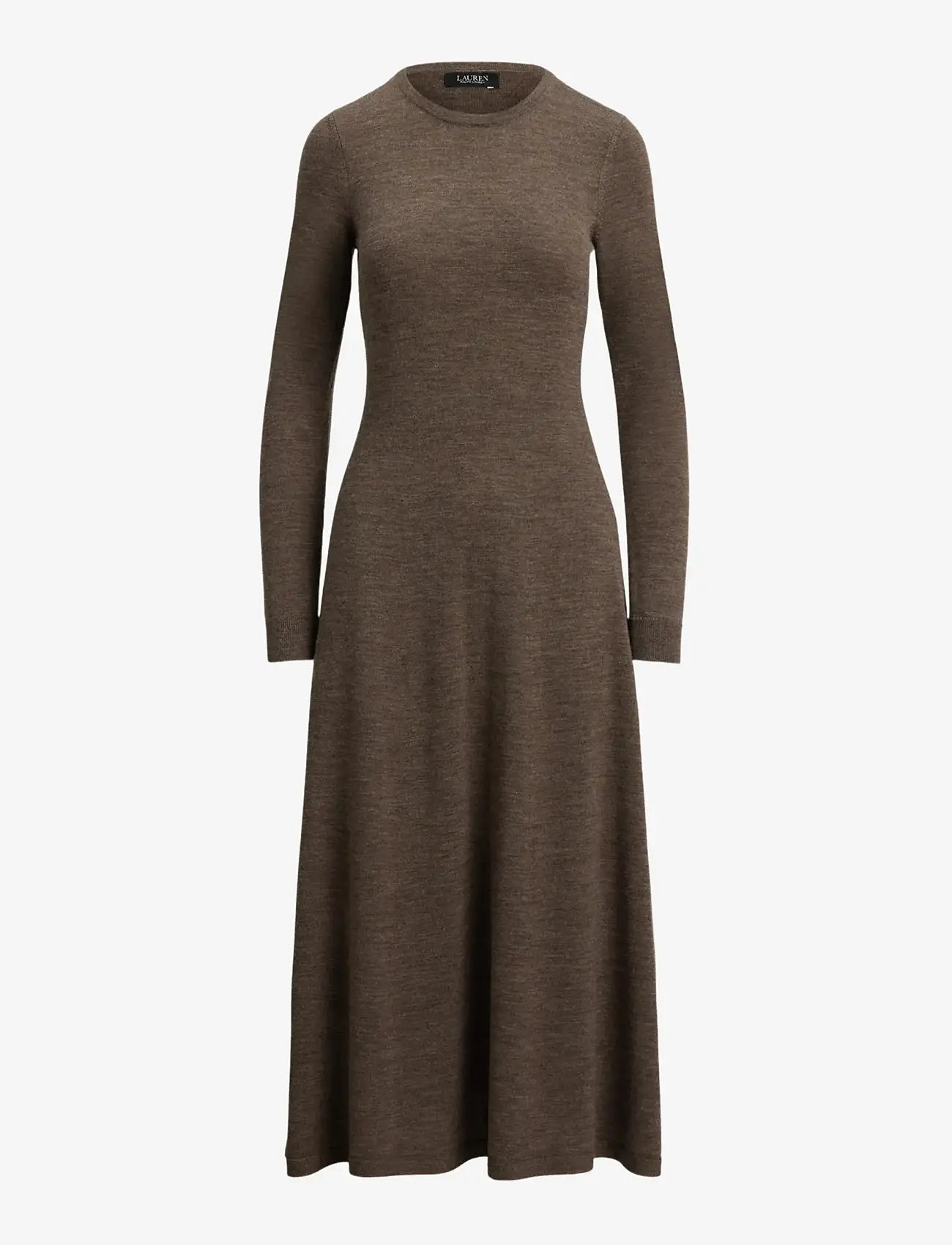 Lauren Ralph Lauren - Wool Crewneck Sweater Dress - stickade klänningar - taupe brown heath - 1
