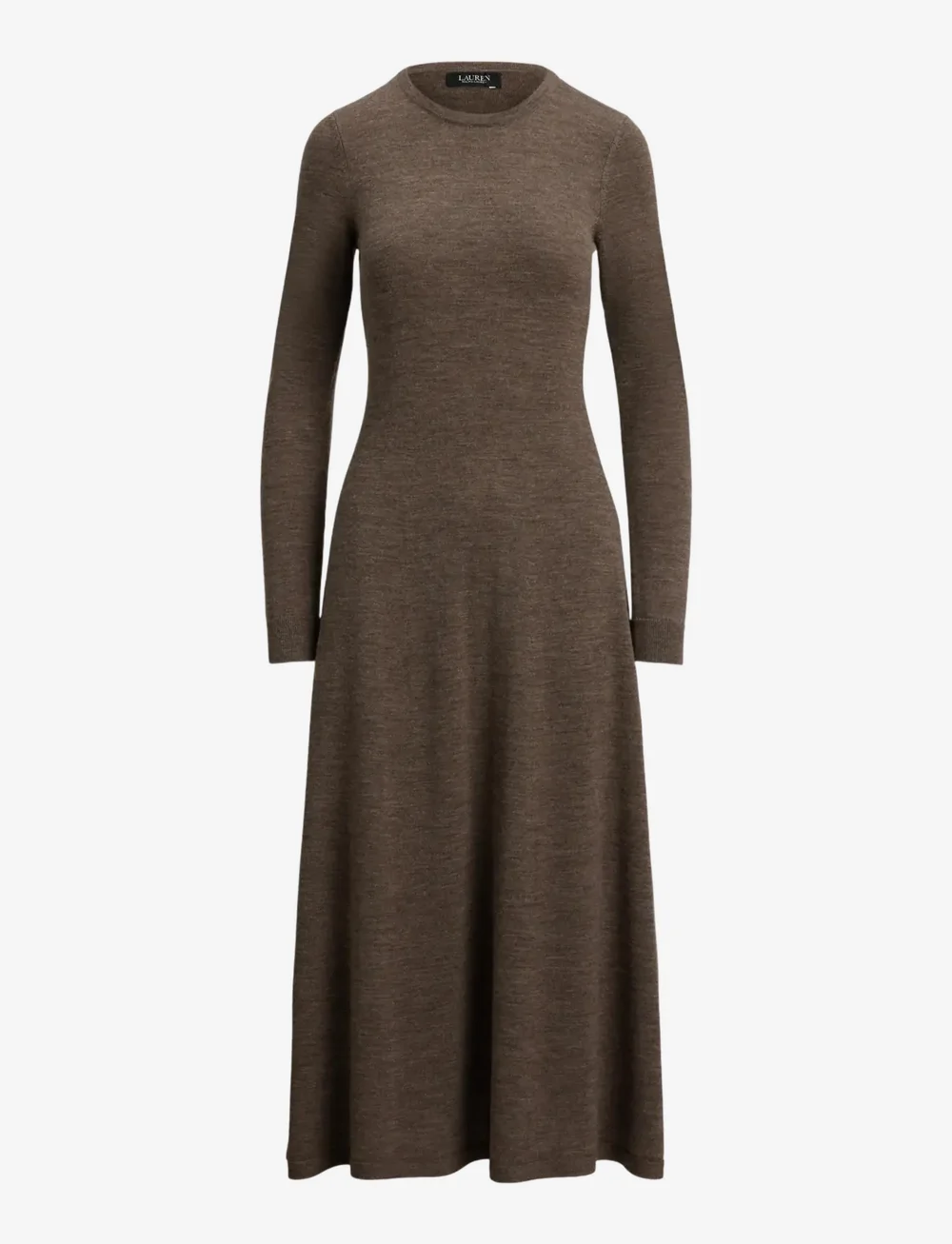 Lauren Ralph Lauren - MERINO-SWEATER DRESS - strikkjoler - taupe brown heath - 1