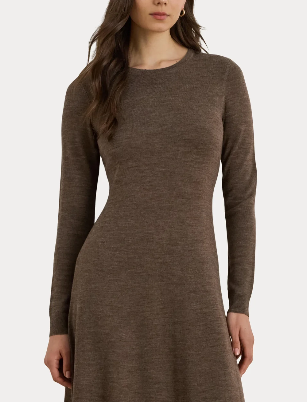 Lauren Ralph Lauren - MERINO-SWEATER DRESS - strikkjoler - taupe brown heath - 5