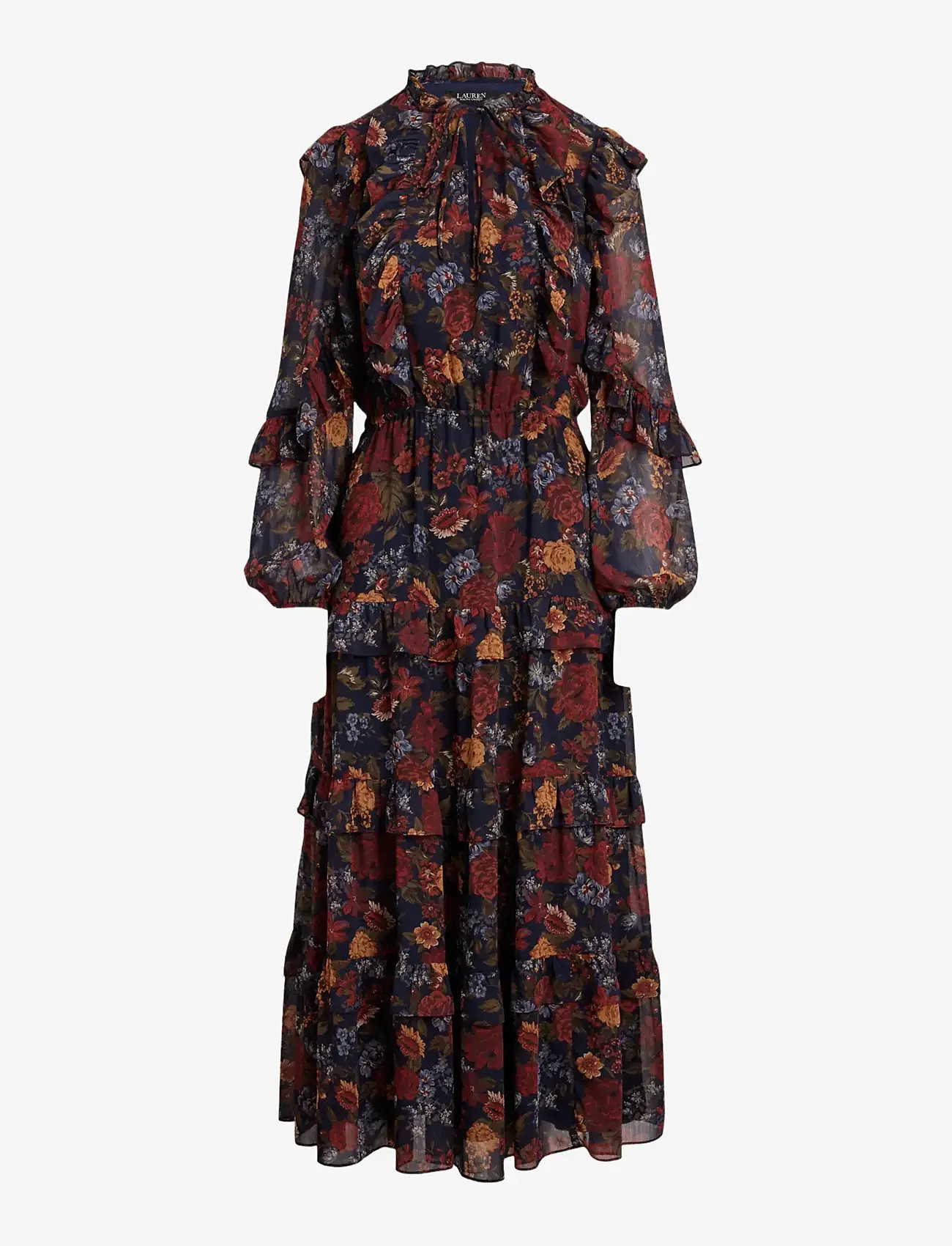 Lauren Ralph Lauren - Floral Crinkle Georgette Tiered Dress - cocktailkleider - navy multi - 1
