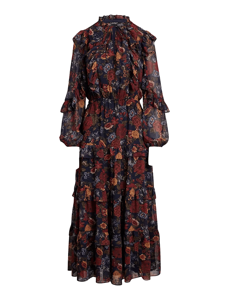 Lauren Ralph Lauren - Floral Crinkle Georgette Tiered Dress - cocktailkleider - navy multi - 1