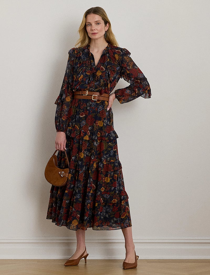 Lauren Ralph Lauren - Floral Crinkle Georgette Tiered Dress - cocktailkleider - navy multi - 3
