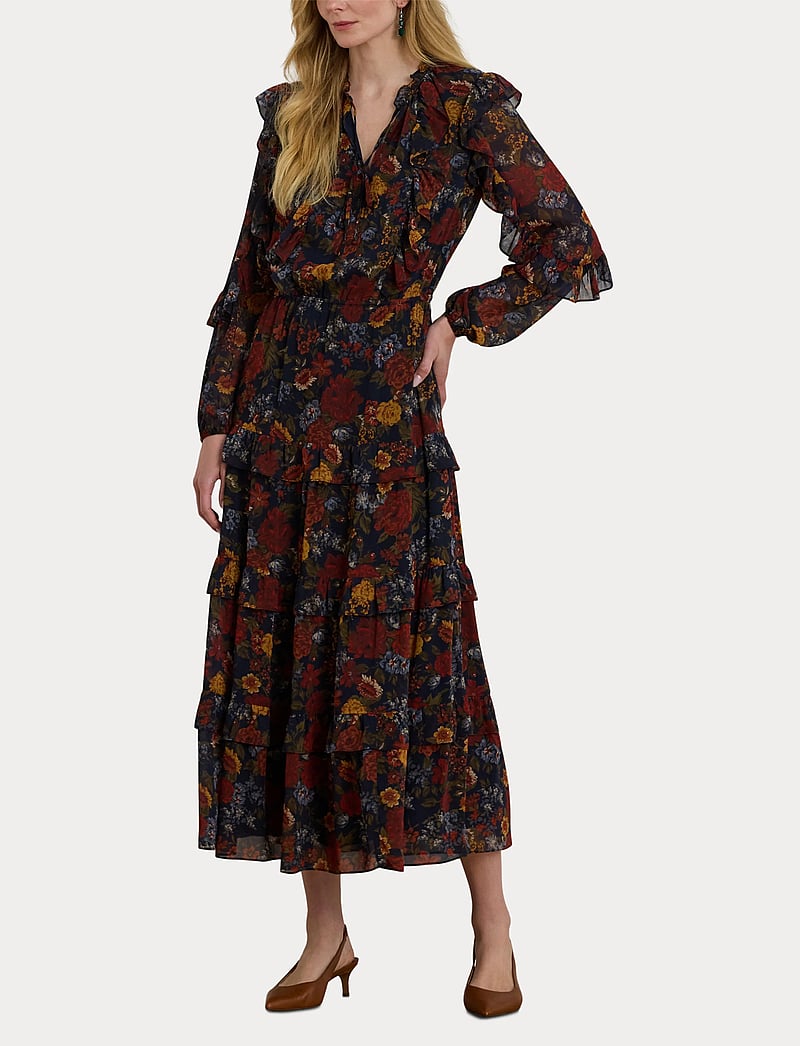 Lauren Ralph Lauren - Floral Crinkle Georgette Tiered Dress - cocktailkleider - navy multi - 4
