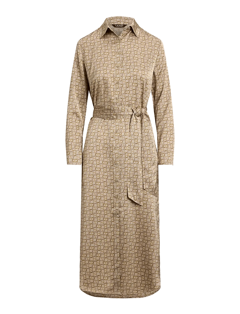 Lauren Ralph Lauren - Geo-Print Satin Charmeuse Shirtdress - beige multi - 1