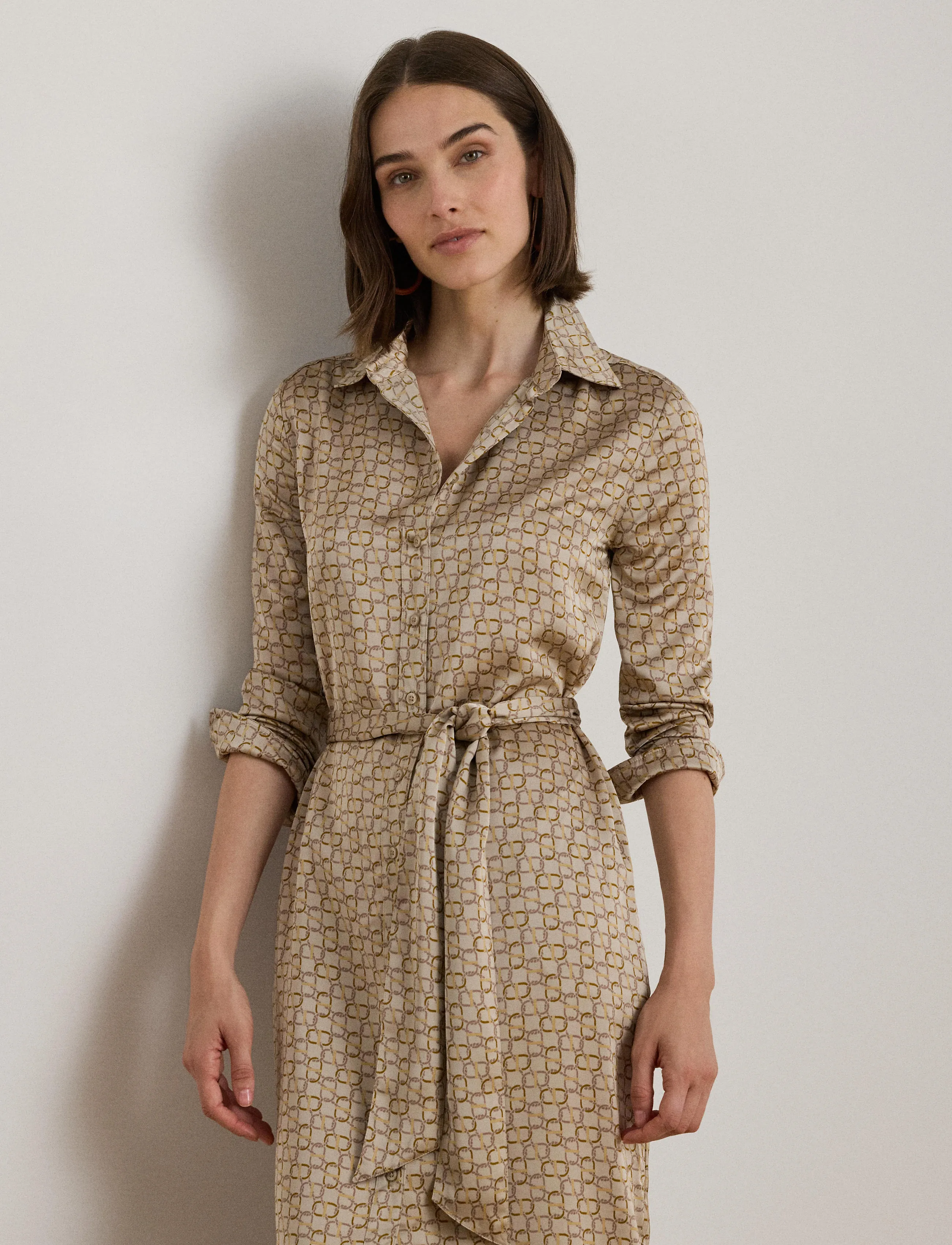 Lauren Ralph Lauren Geo-print Satin Charmeuse Shirtdress (RAF200979803) -  Midi dresses - Boozt.com