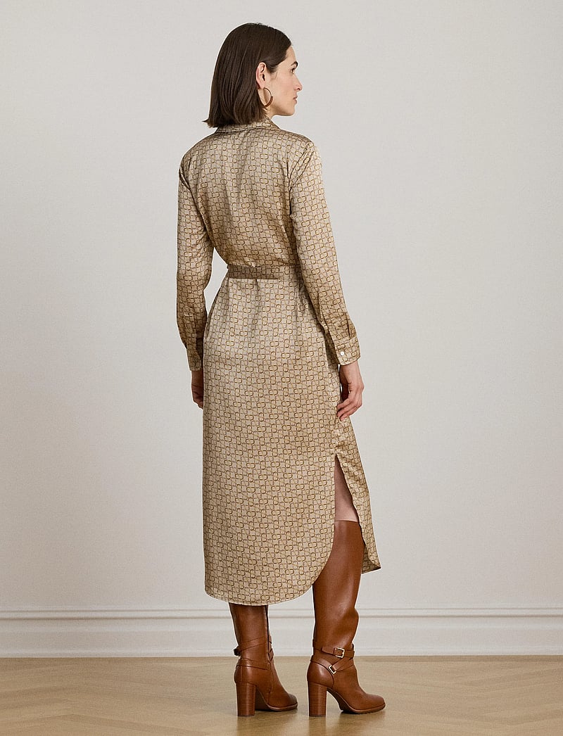 Lauren Ralph Lauren - Geo-Print Satin Charmeuse Shirtdress - beige multi - 2