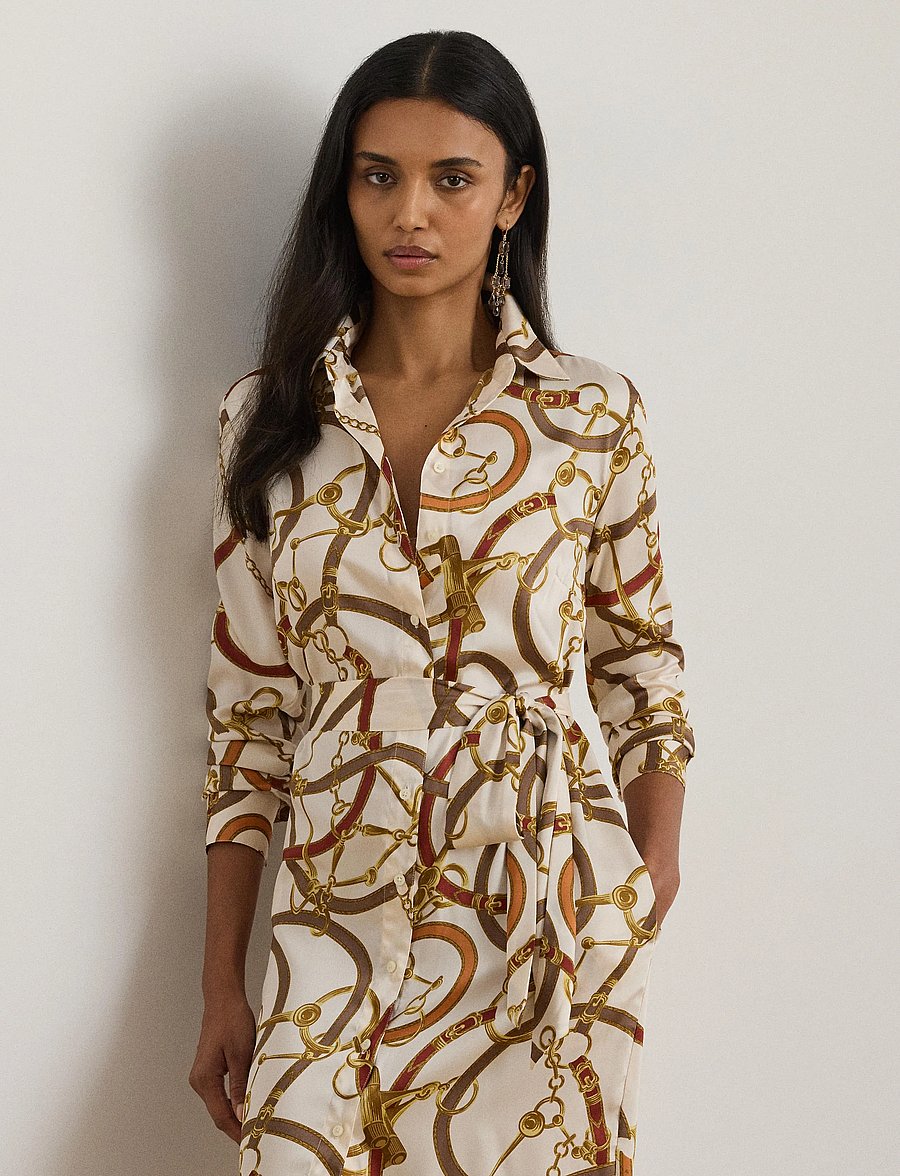 Lauren Ralph Lauren - Belting-Print Twill Shirtdress - cream multi - 0