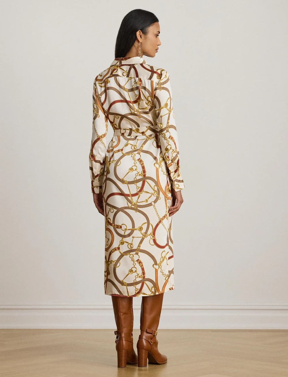 Lauren Ralph Lauren - Belting-Print Twill Shirtdress - skjortklänningar - cream multi - 2