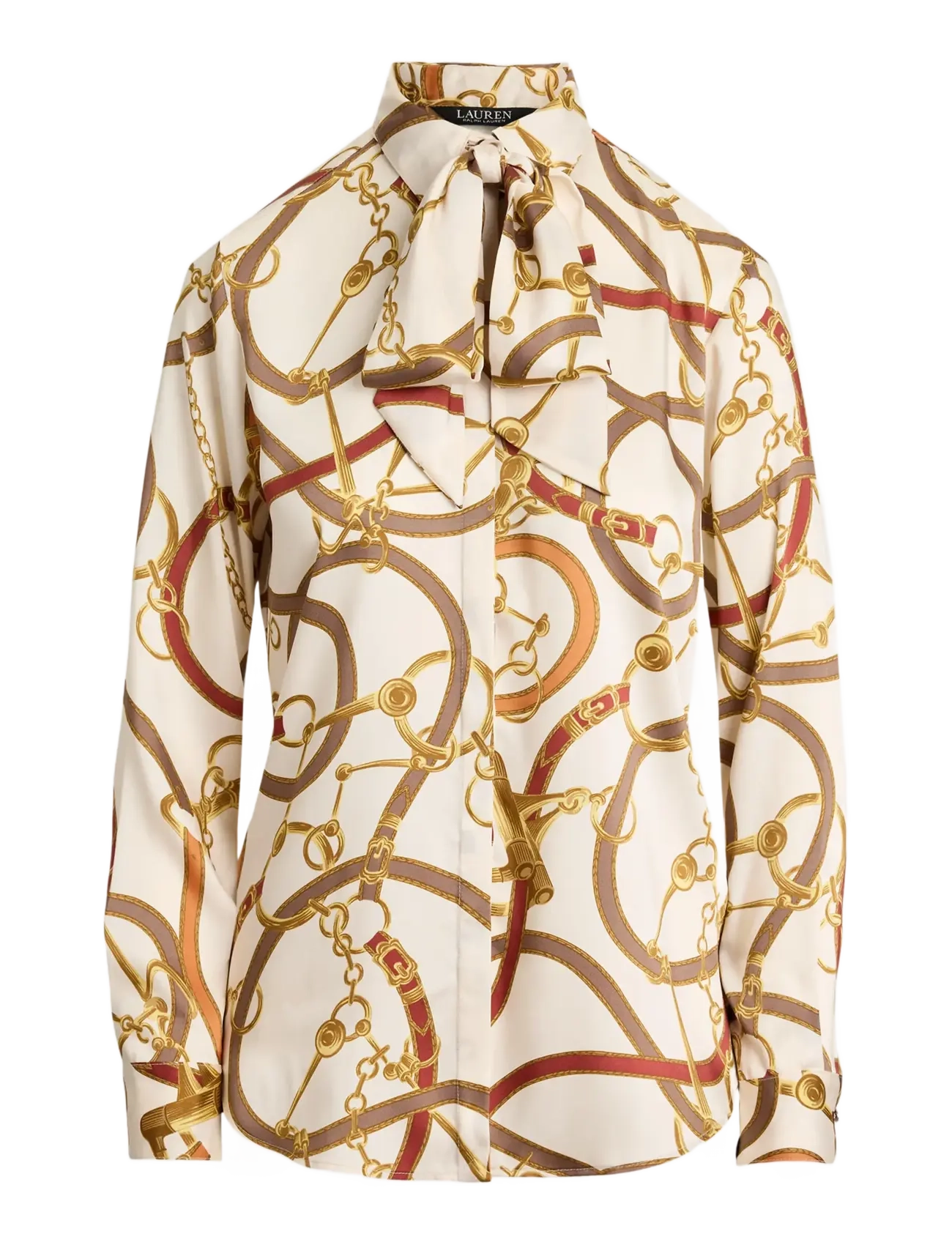 Classic Fit Print Twill Tie-Neck Shirt - CREAM MULTI