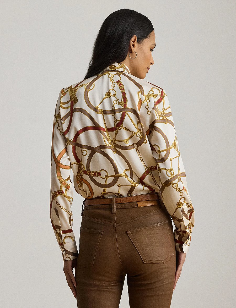 Lauren Ralph Lauren - Classic Fit Print Twill Tie-Neck Shirt - cream multi - 2