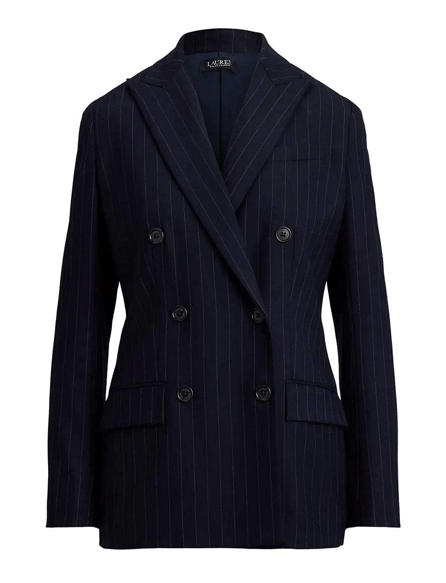 Lauren Ralph Lauren - Double-Breasted Pinstripe Twill Blazer - navy/cream - 1