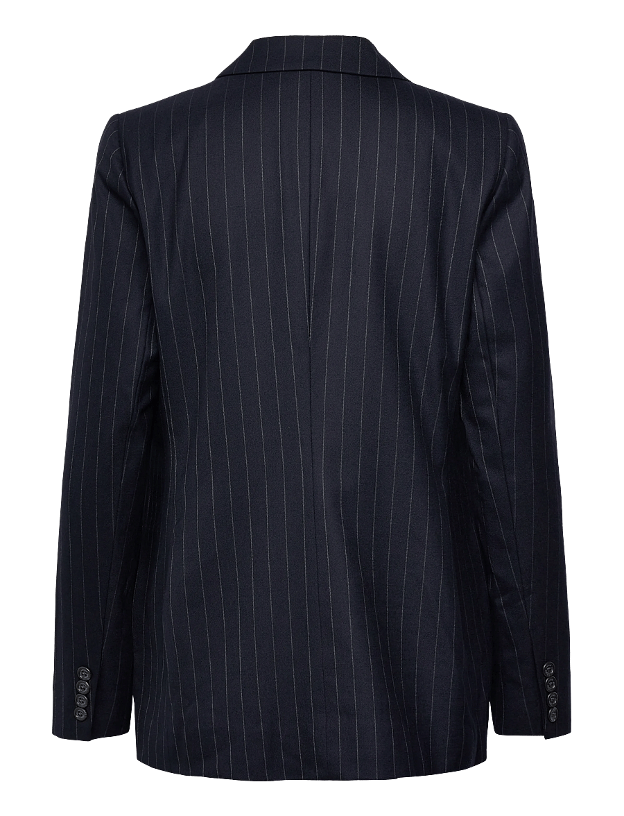 Lauren Ralph Lauren - Double-Breasted Pinstripe Twill Blazer - navy/cream - 2