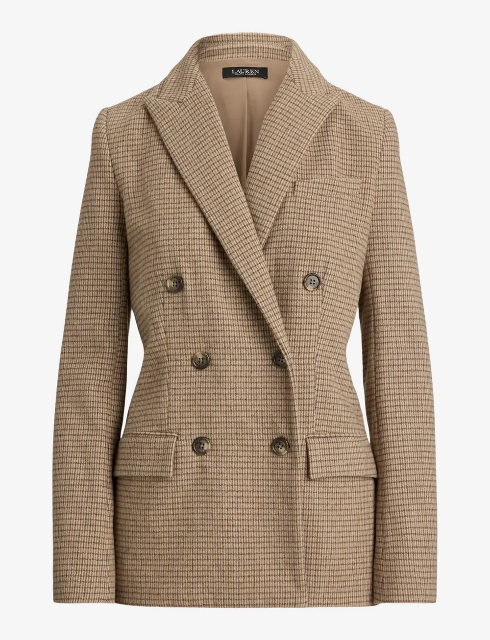 Lauren Ralph Lauren - Double-Breasted Wool-Blend Twill Blazer - zweireihige blazer - brown/taupe multi - 1
